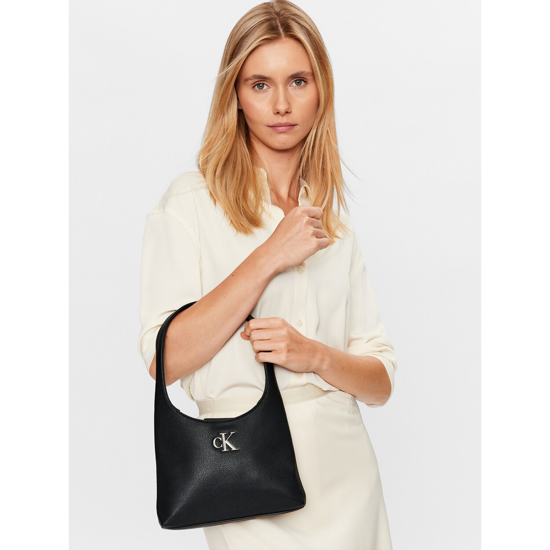 Calvin Klein Jeans Дамска чанта Minimal Monogram Shoulder Bag K60K610843 Черен - Pepit.bg