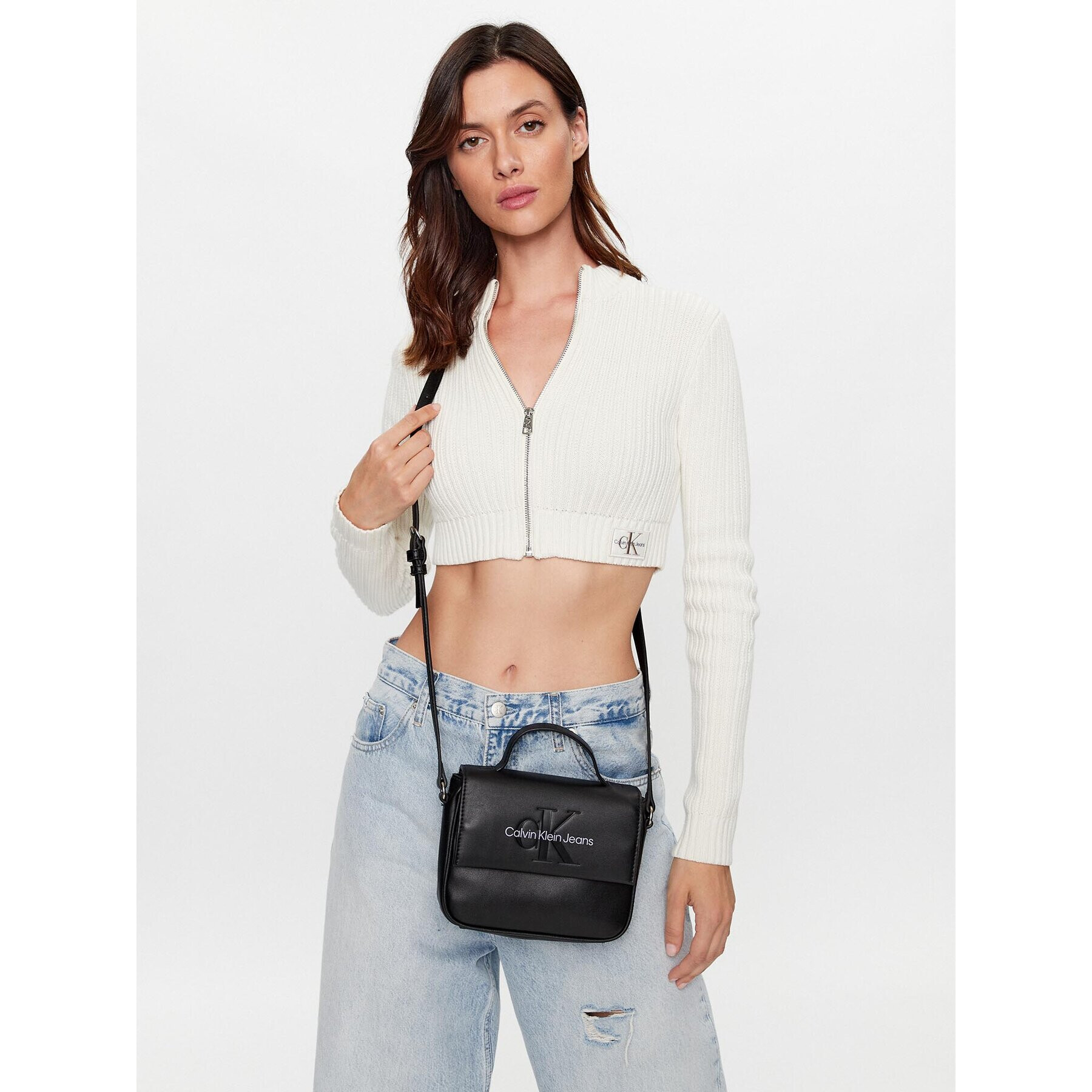 Calvin Klein Jeans Дамска чанта Sculpted Boxy Flap Cb20 Mono K60K610829 Черен - Pepit.bg