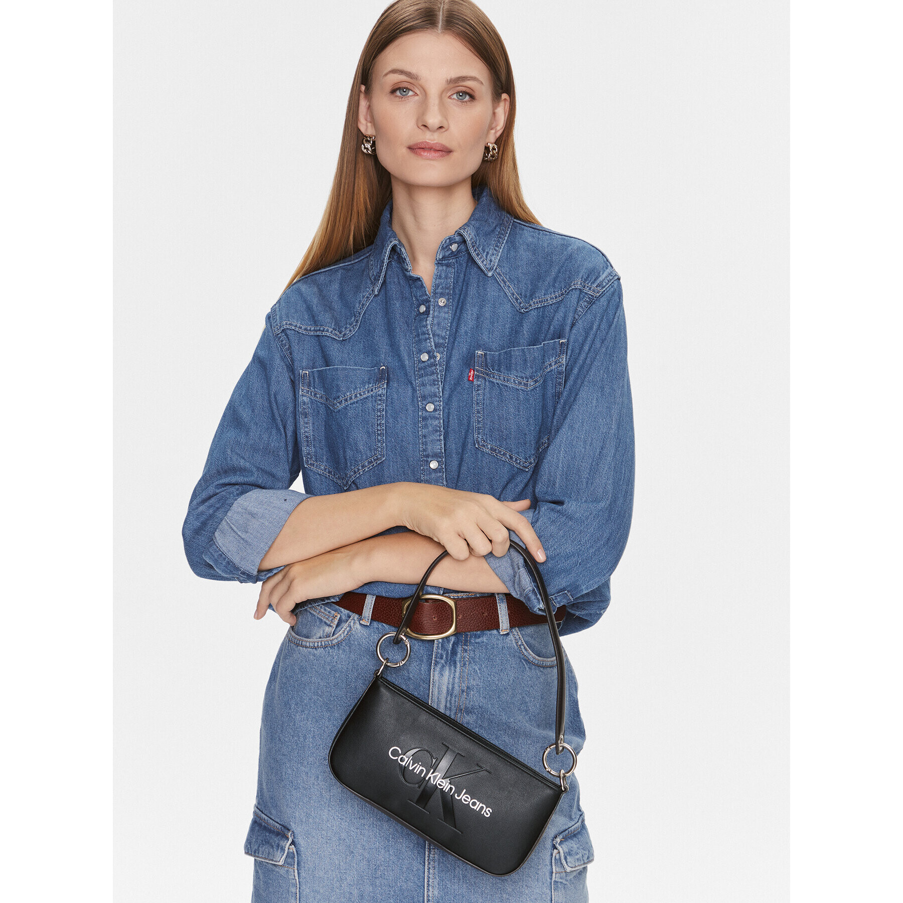 Calvin Klein Jeans Дамска чанта Sculpted Shoulder Pouch25 Mono K60K610679 Черен - Pepit.bg