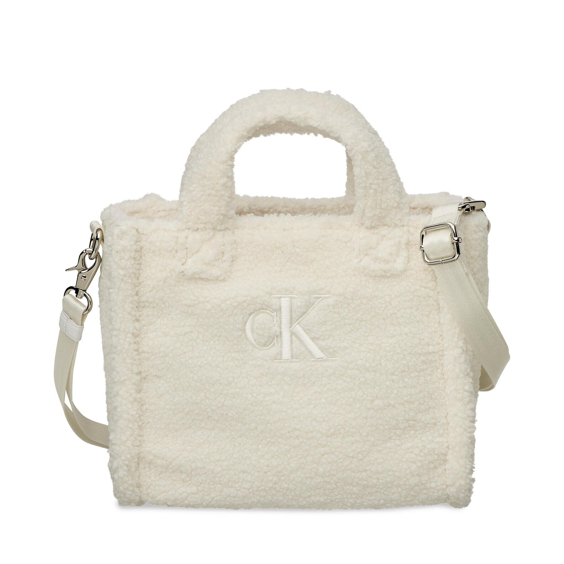 Calvin Klein Jeans Дамска чанта Teddy Tote Bag IU0IU00355 Бял - Pepit.bg