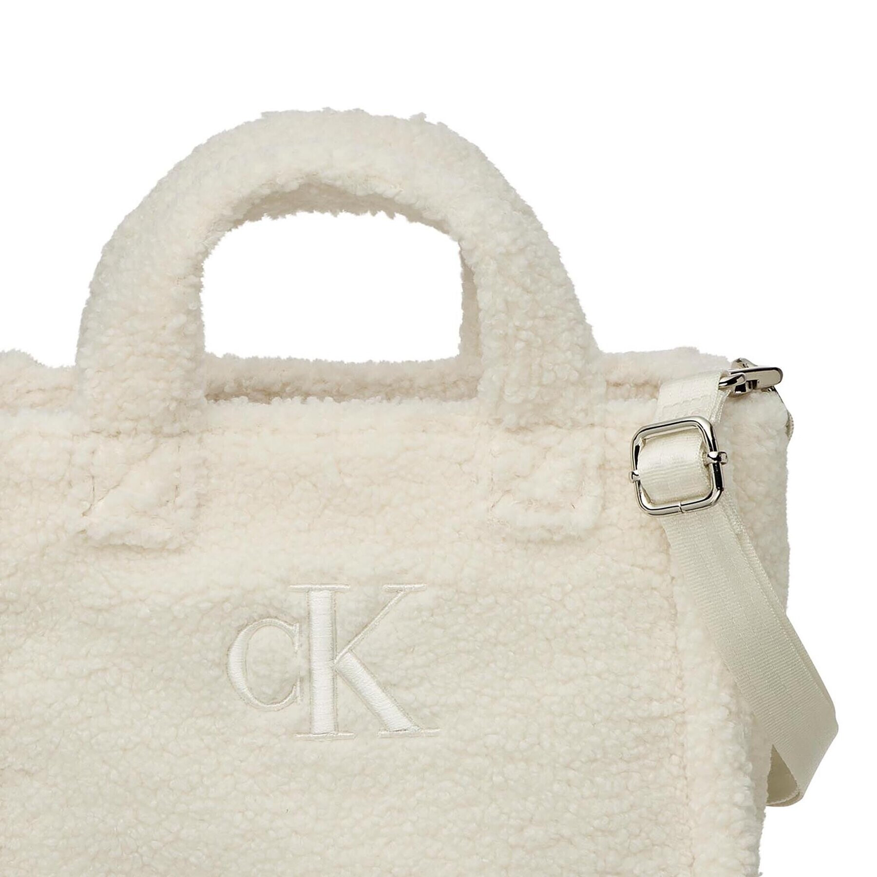 Calvin Klein Jeans Дамска чанта Teddy Tote Bag IU0IU00355 Бял - Pepit.bg