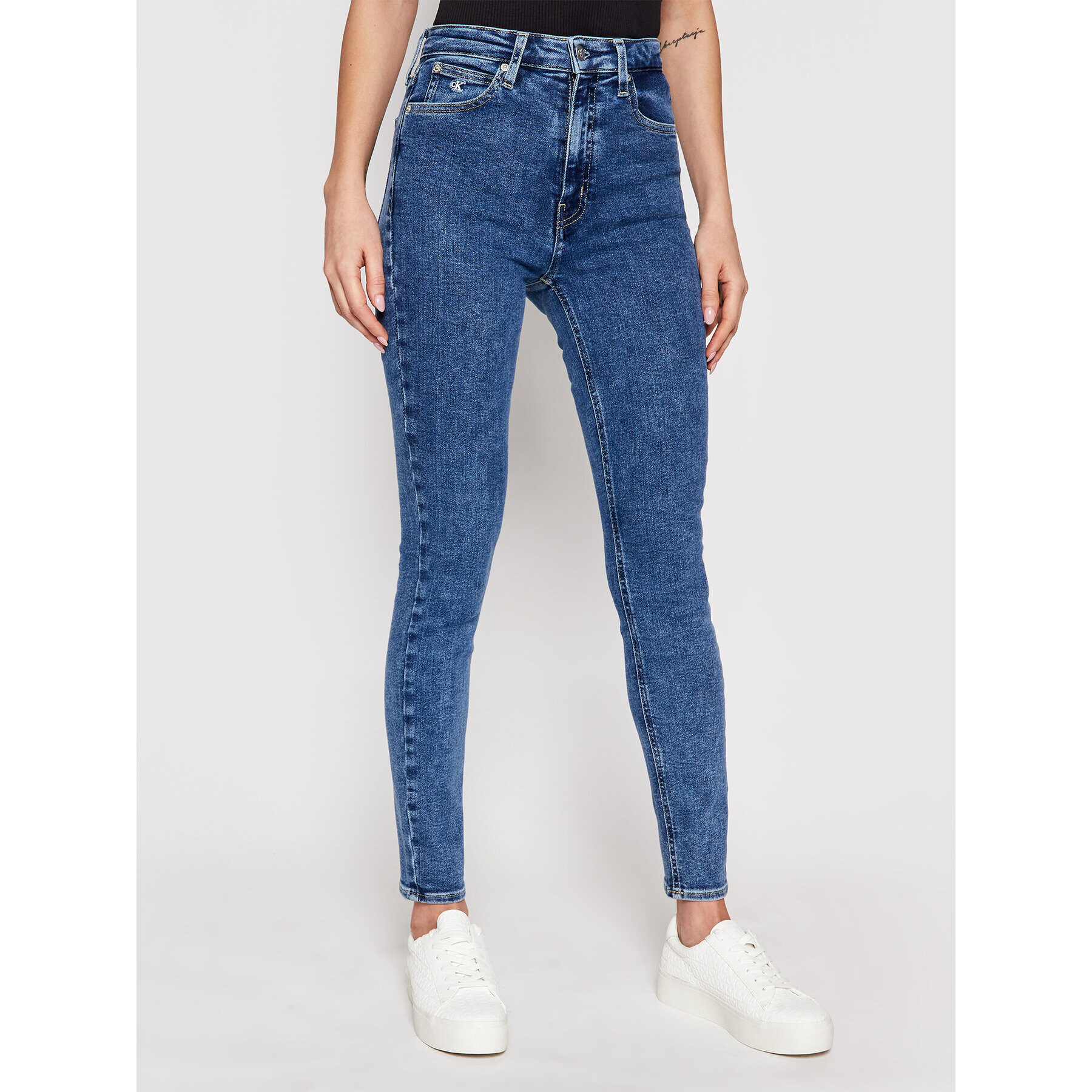 Calvin Klein Jeans Дънки High Rise J20J215787 Тъмносин Skinny Fit - Pepit.bg