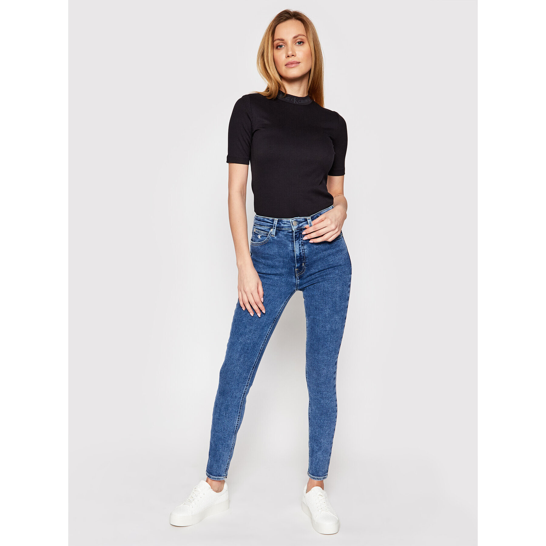 Calvin Klein Jeans Дънки High Rise J20J215787 Тъмносин Skinny Fit - Pepit.bg