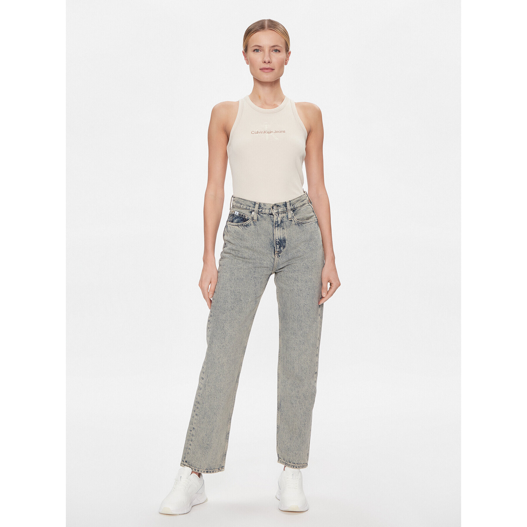 Calvin Klein Jeans Дънки High Rise Straight J20J222455 Тъмносин Straight Fit - Pepit.bg