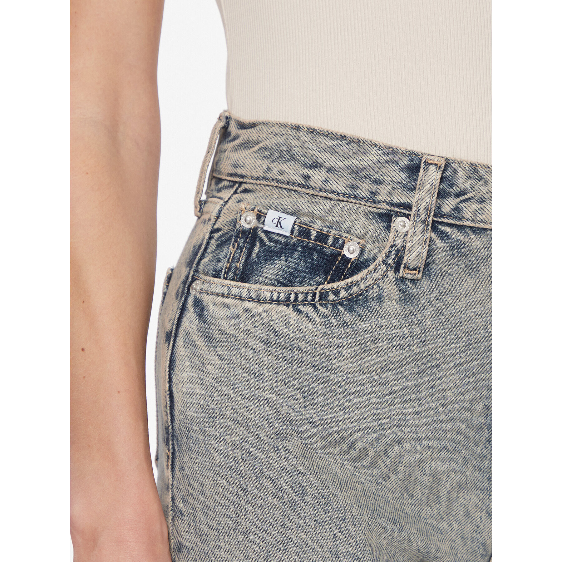 Calvin Klein Jeans Дънки High Rise Straight J20J222455 Тъмносин Straight Fit - Pepit.bg