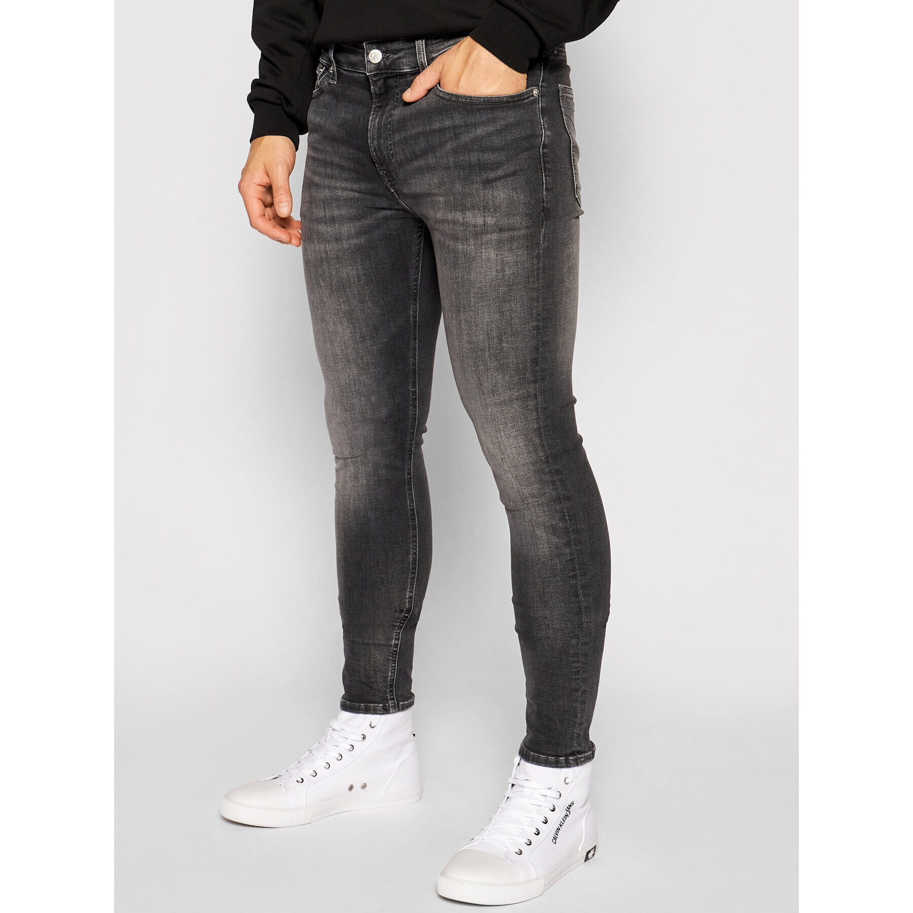 Calvin Klein Jeans Дънки Infinite Flex J30J317206 Сив Super Skinny Fit - Pepit.bg