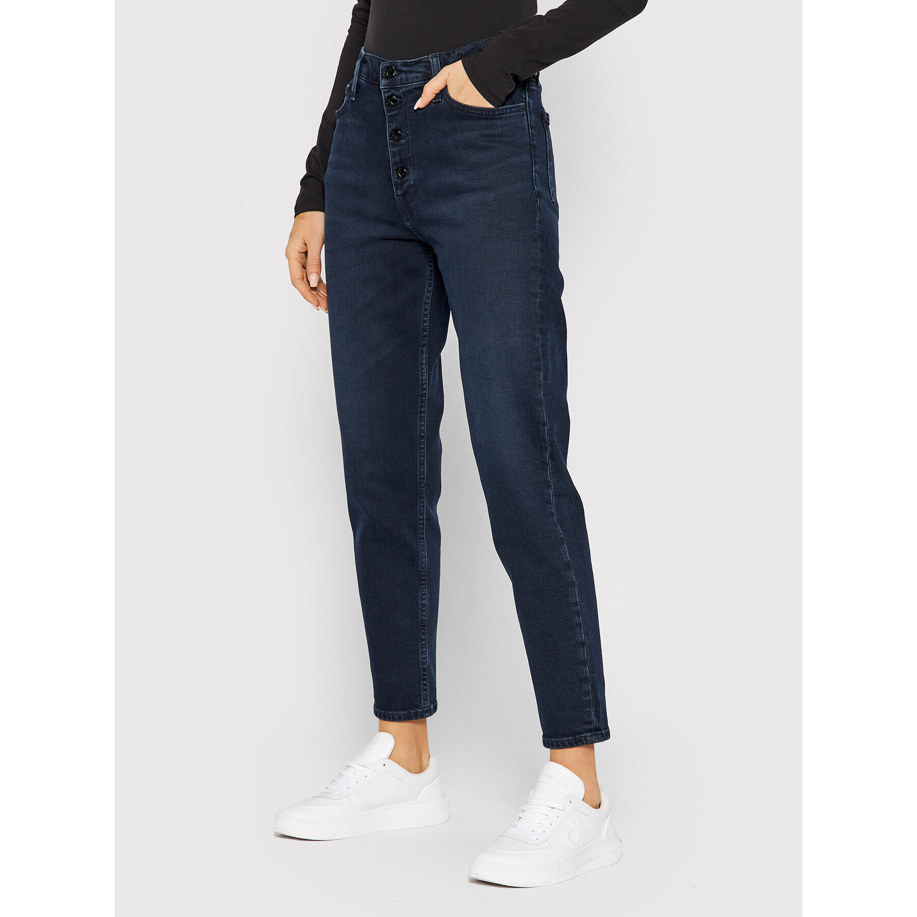 Calvin Klein Jeans Дънки J20J217059 Тъмносин Mom Fit - Pepit.bg