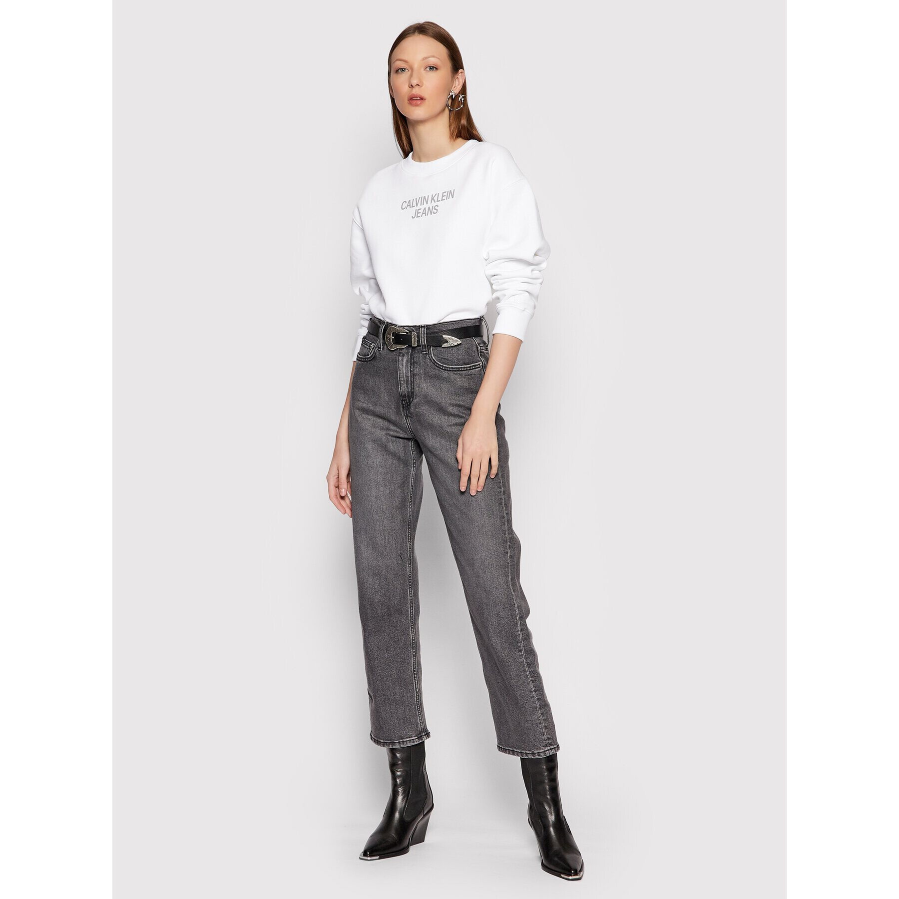 Calvin Klein Jeans Дънки J20J217543 Сив Straight Fit - Pepit.bg