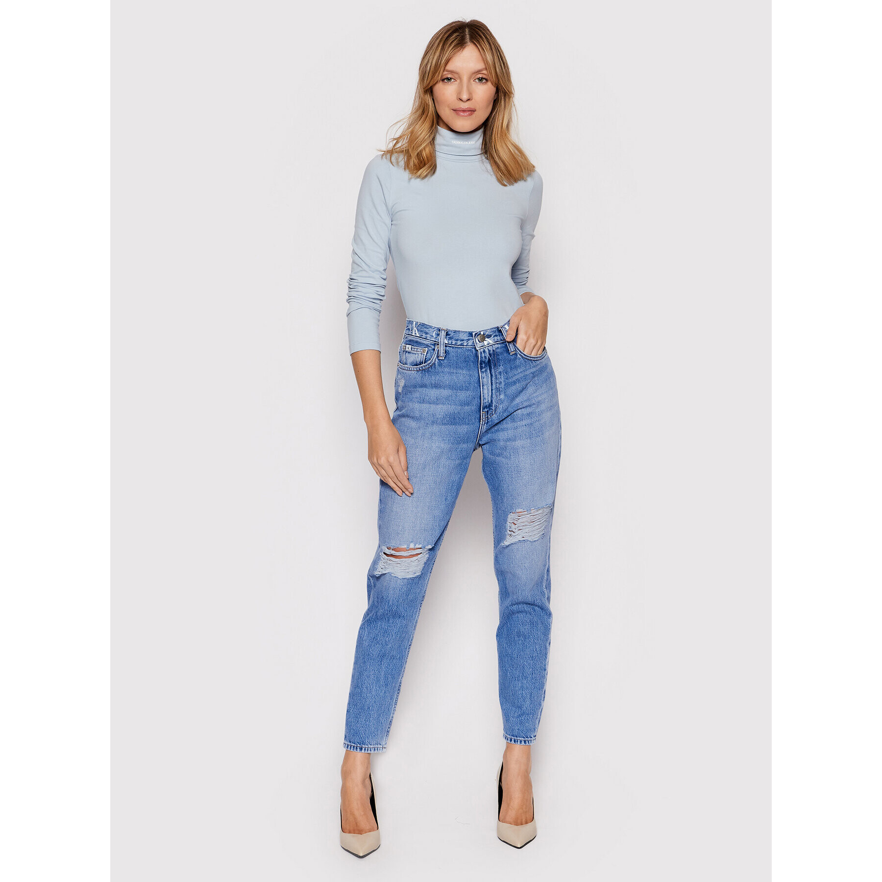 Calvin Klein Jeans Дънки J20J217827 Син Mom Fit - Pepit.bg