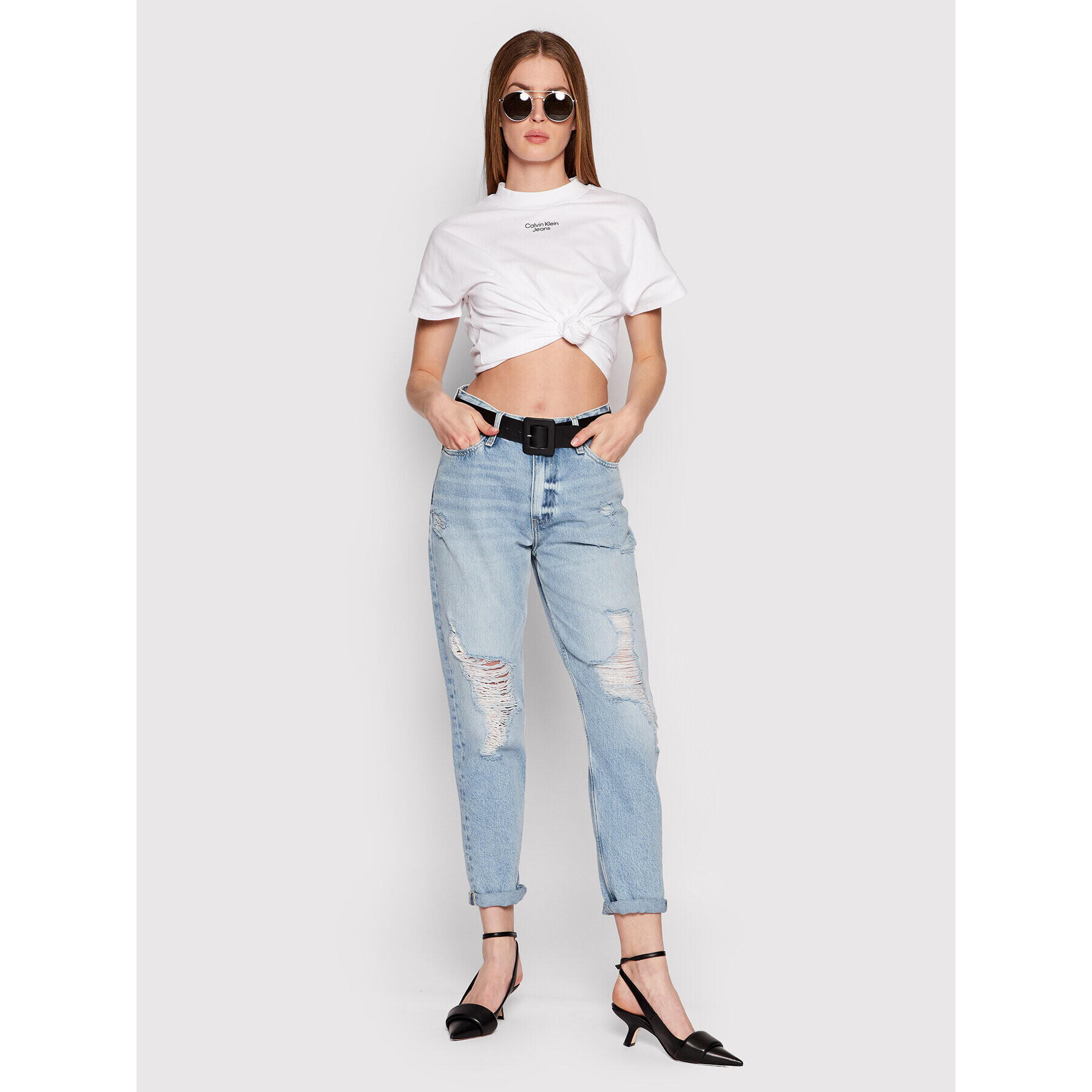 Calvin Klein Jeans Дънки J20J218512 Син Mom Fit - Pepit.bg