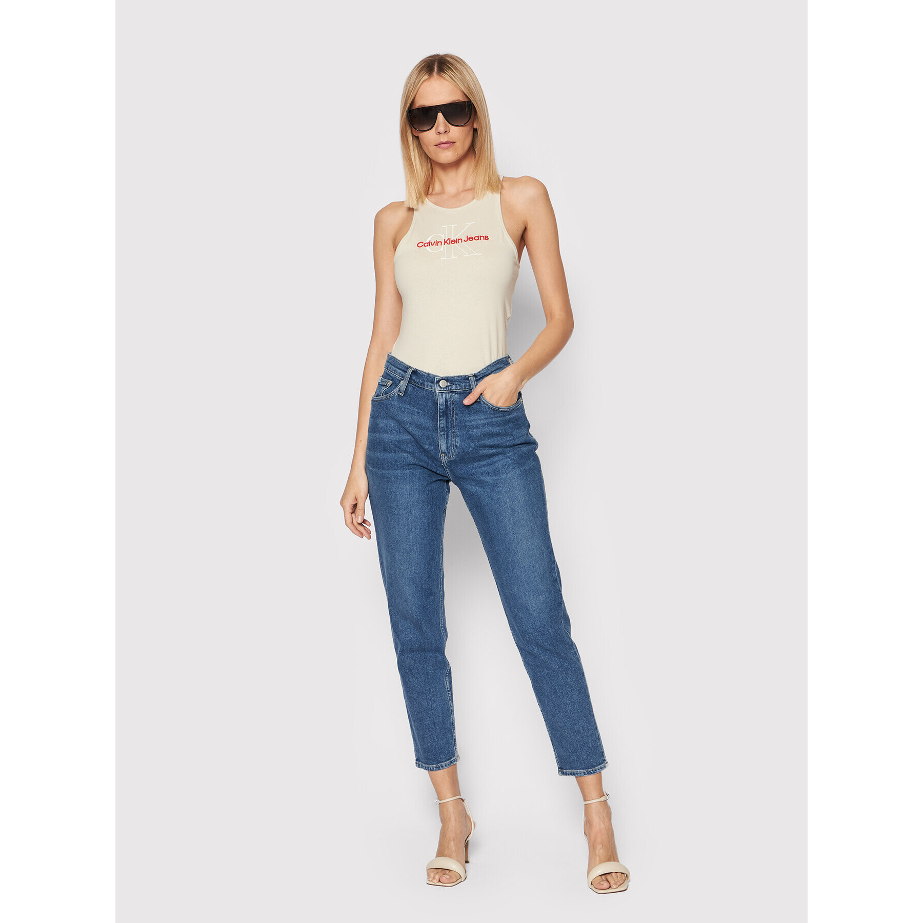 Calvin Klein Jeans Дънки J20J218893 Тъмносин Mom Fit - Pepit.bg