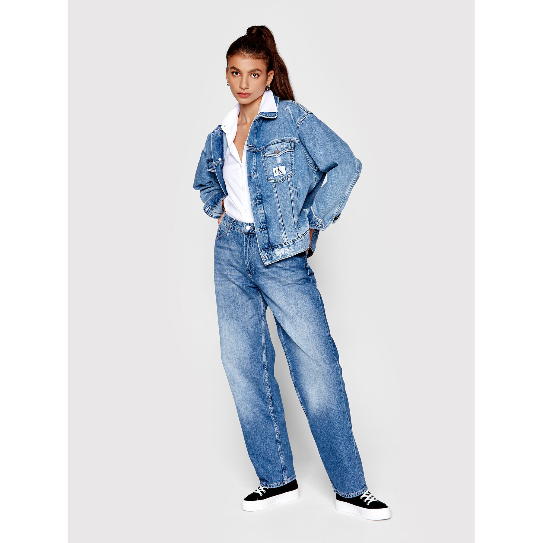 Calvin Klein Jeans Дънки J20J219310 Син Straight Fit - Pepit.bg