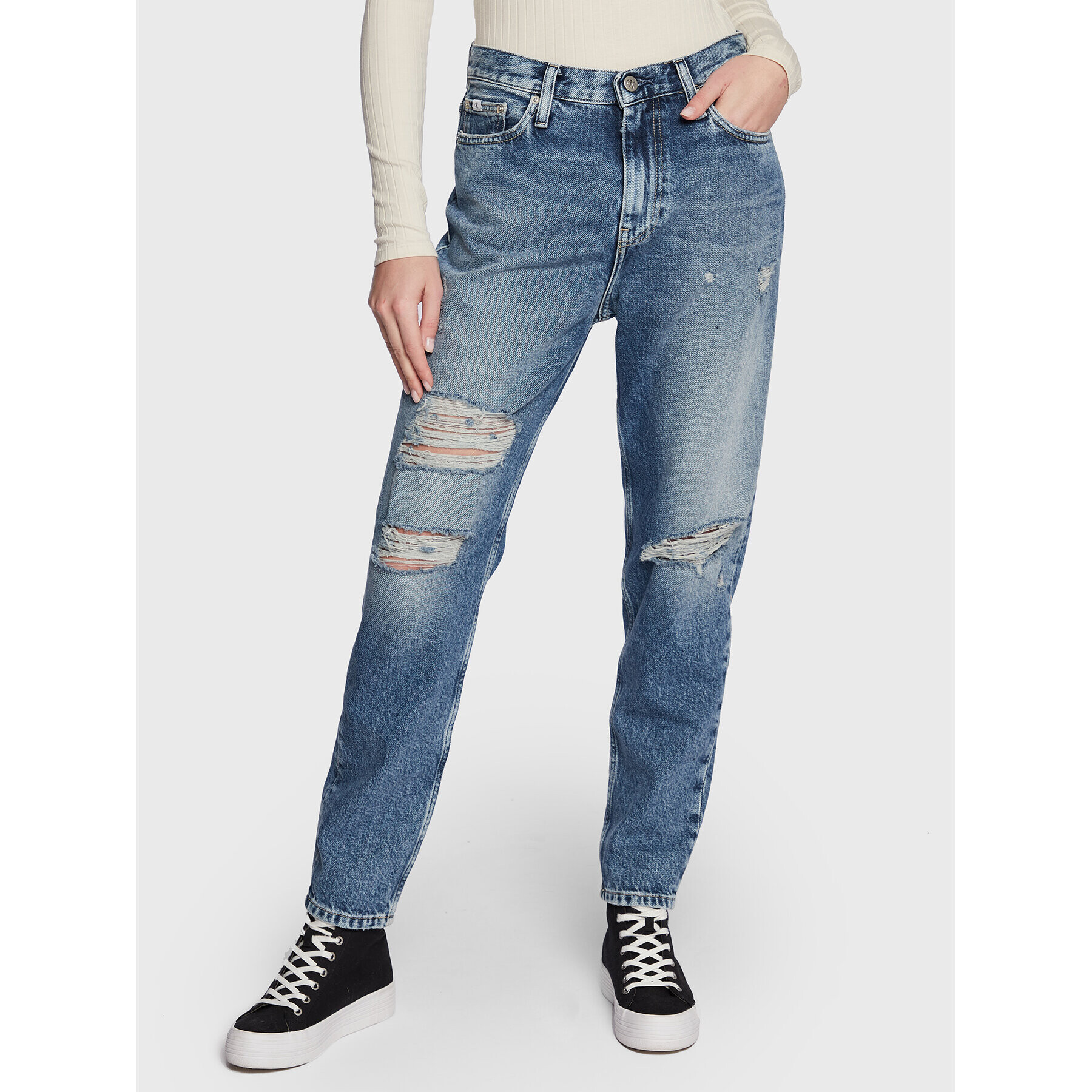 Calvin Klein Jeans Дънки J20J219362 Син Mom Fit - Pepit.bg