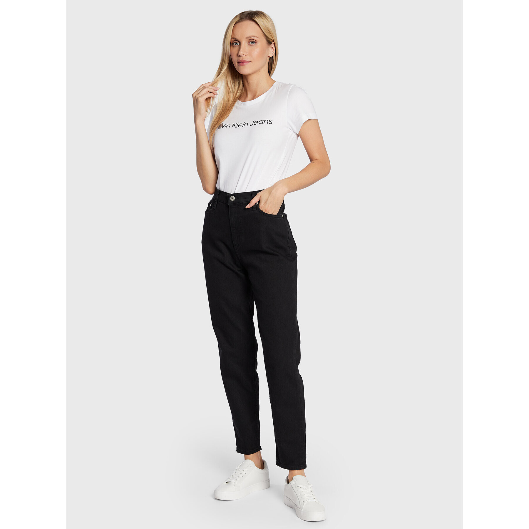 Calvin Klein Jeans Дънки J20J219524 Черен Mom Fit - Pepit.bg