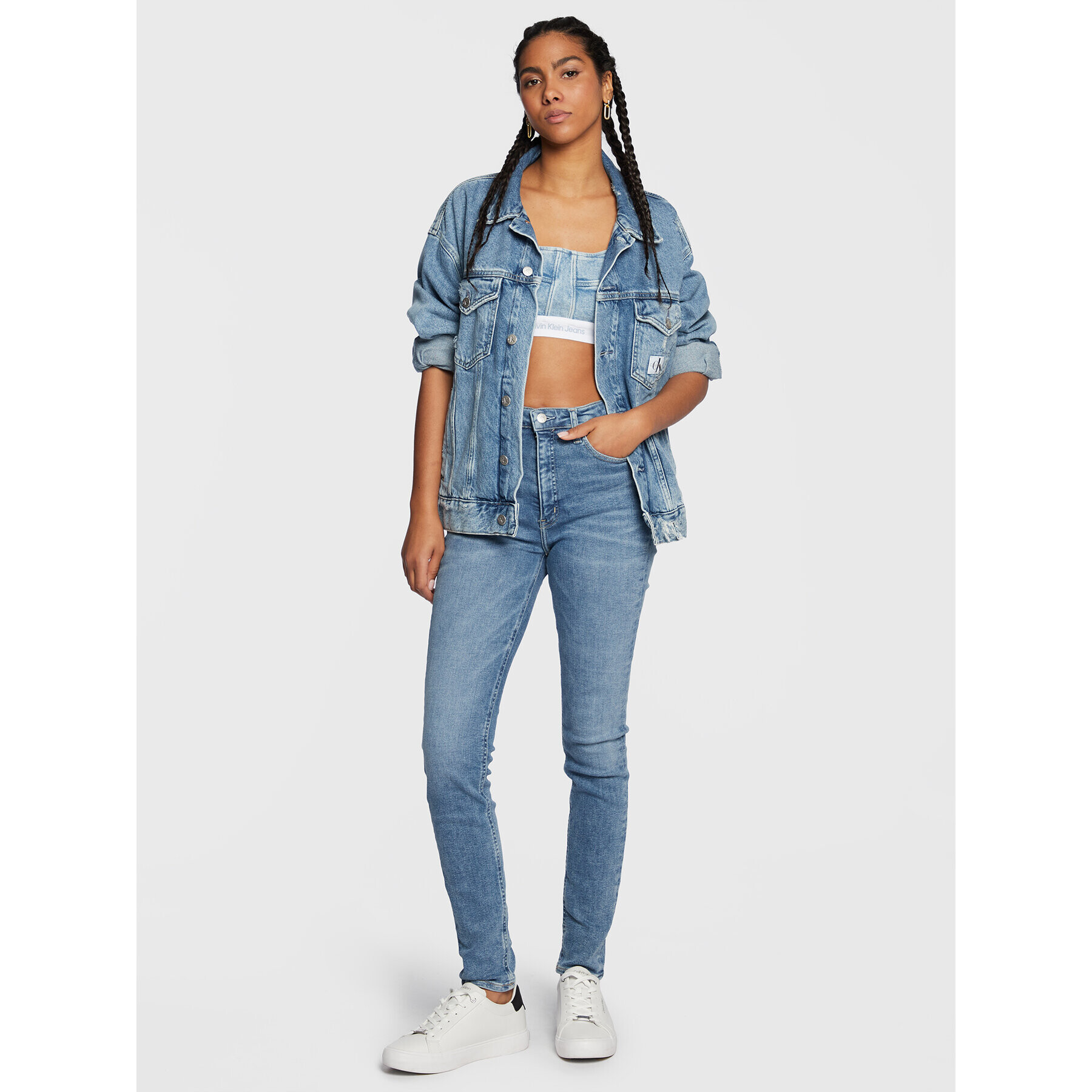 Calvin Klein Jeans Дънки J20J220187 Син Skinny Fit - Pepit.bg