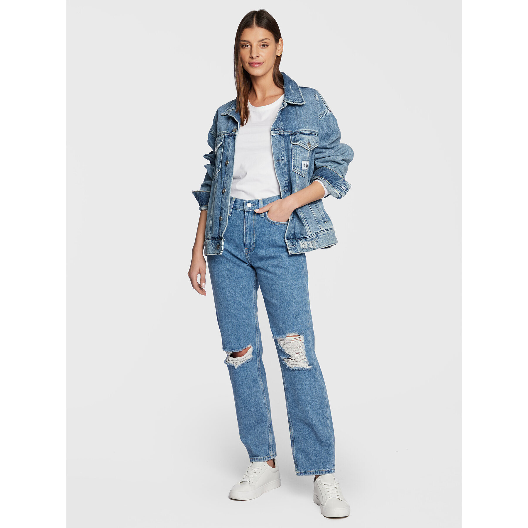 Calvin Klein Jeans Дънки J20J220209 Син Straight Leg - Pepit.bg