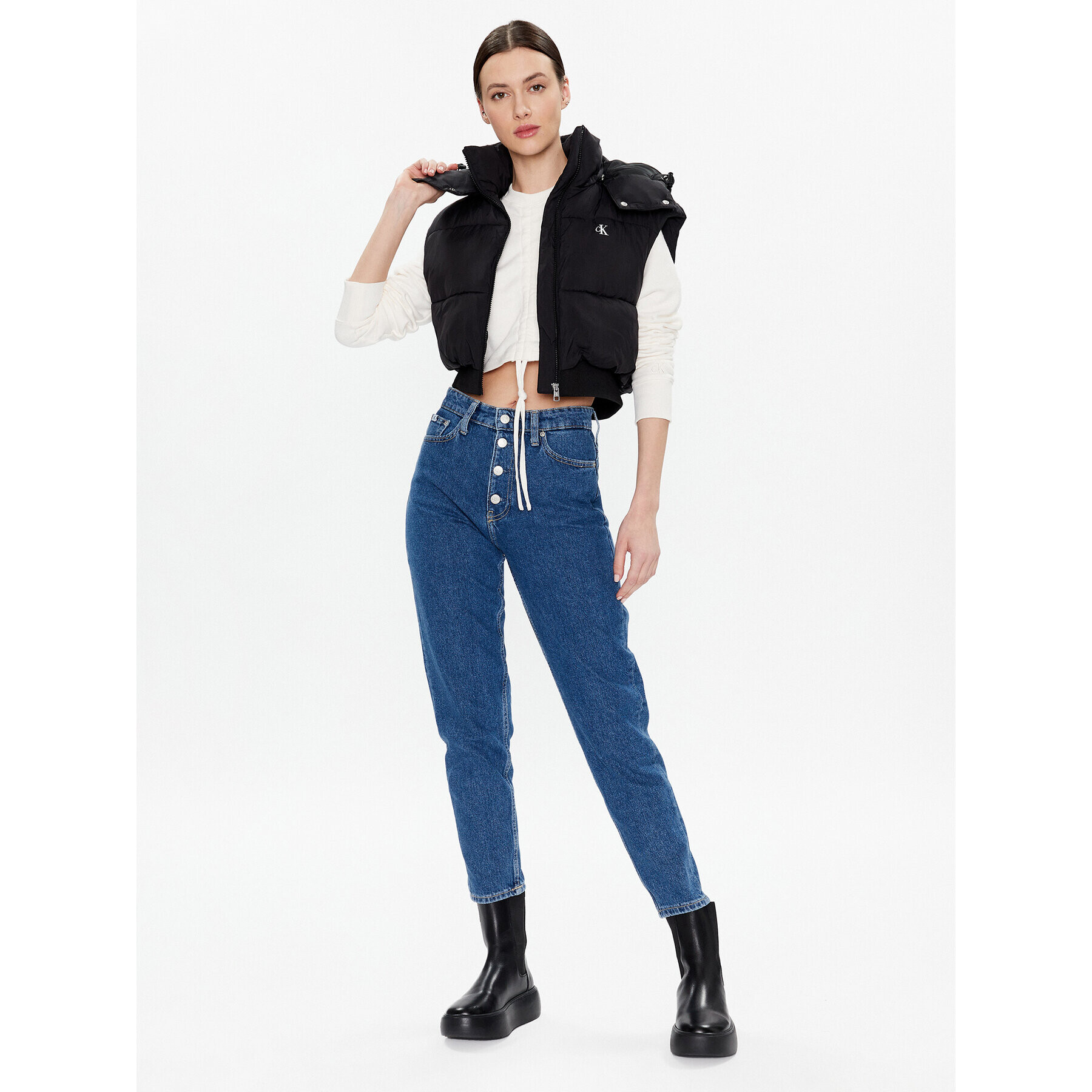 Calvin Klein Jeans Дънки J20J220604 Тъмносин Mom Fit - Pepit.bg