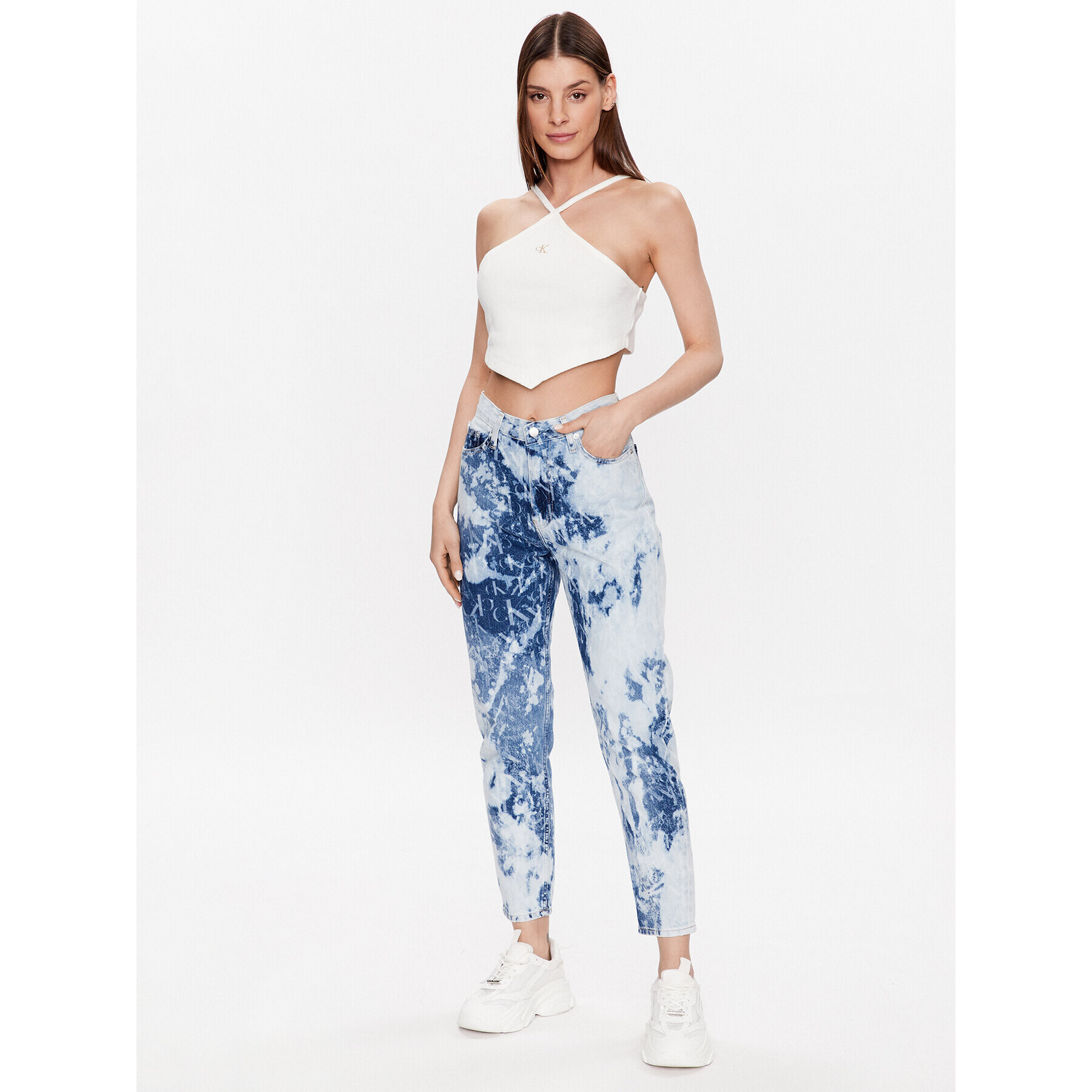 Calvin Klein Jeans Дънки J20J220606 Син Mom Fit - Pepit.bg
