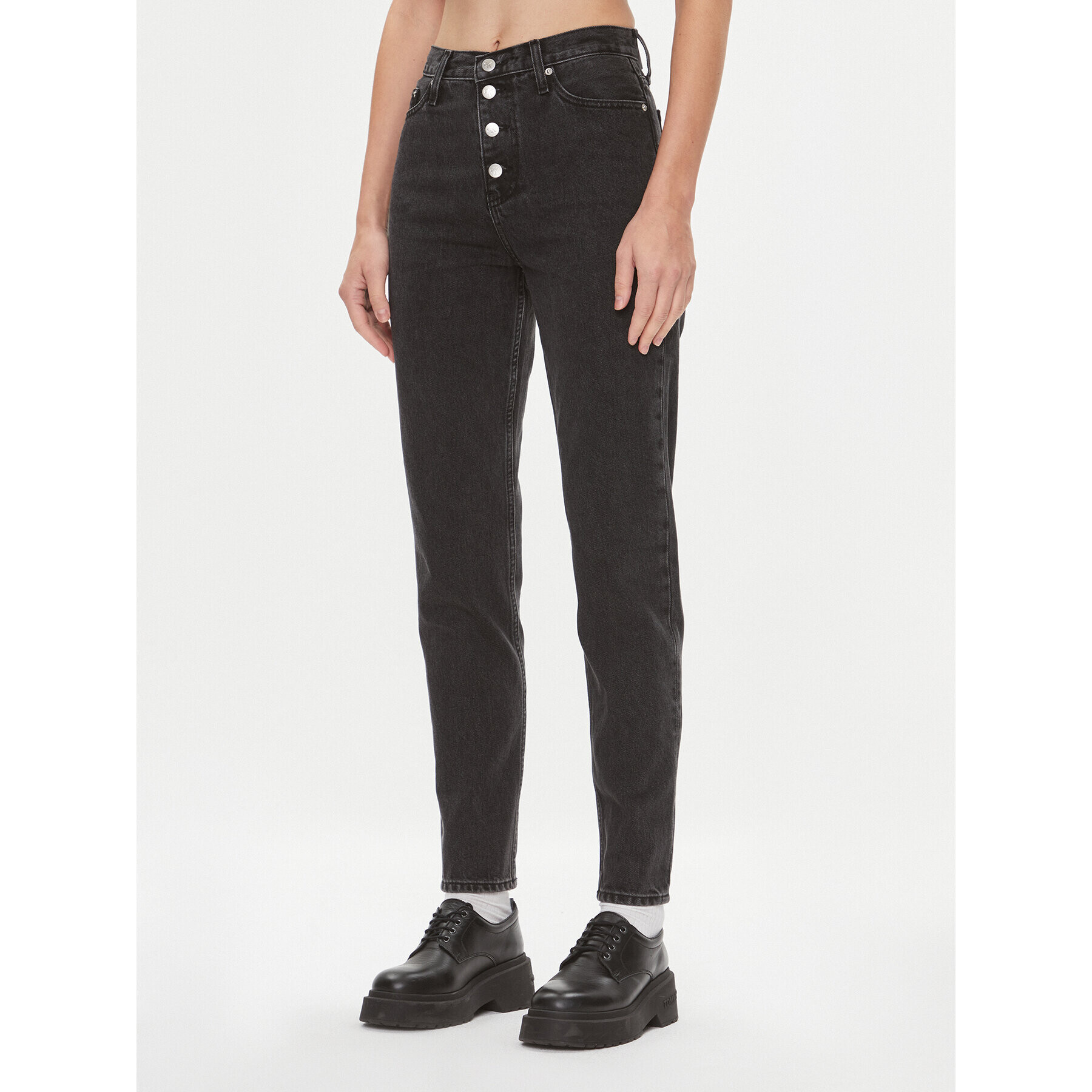 Calvin Klein Jeans Дънки J20J222150 Черен Mom Fit - Pepit.bg