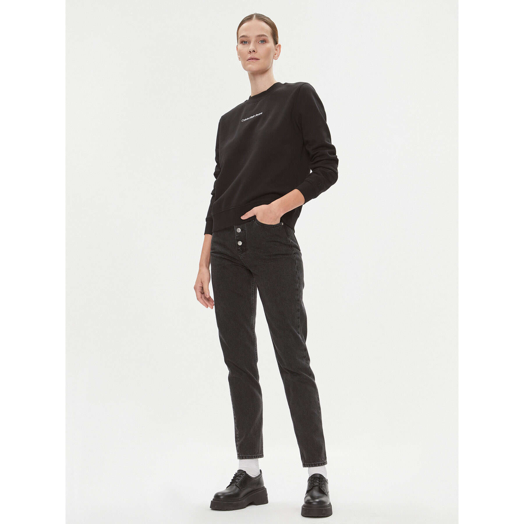 Calvin Klein Jeans Дънки J20J222150 Черен Mom Fit - Pepit.bg