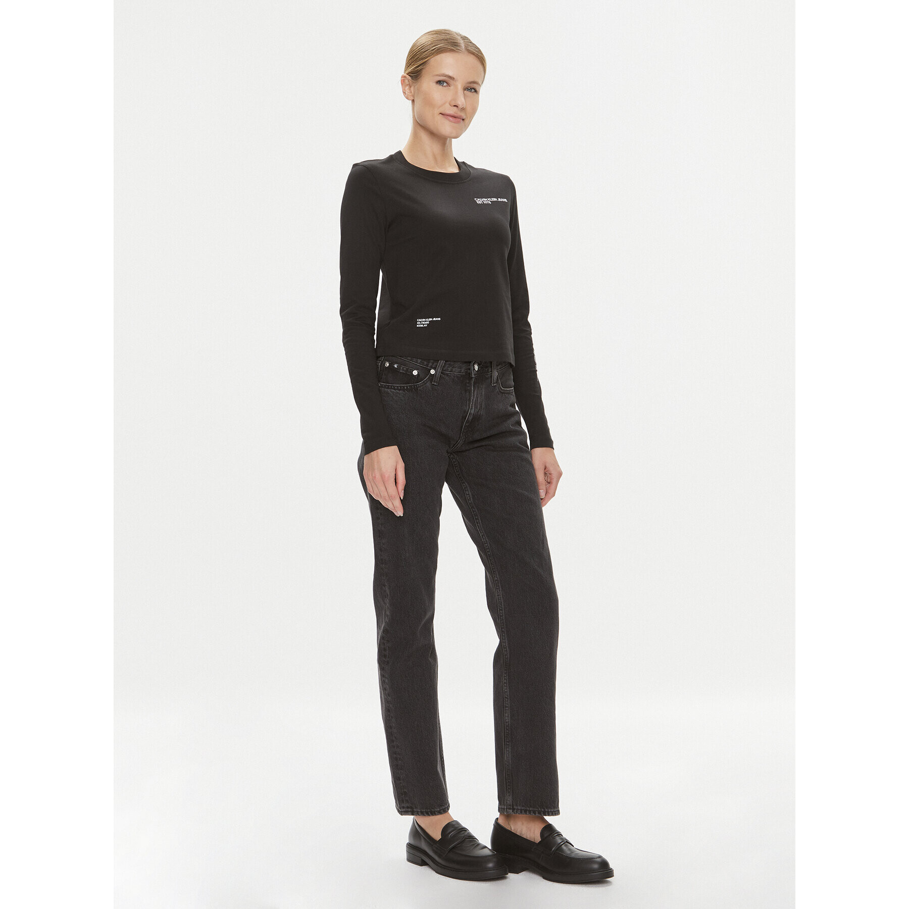 Calvin Klein Jeans Дънки J20J222434 Черен Straight Fit - Pepit.bg