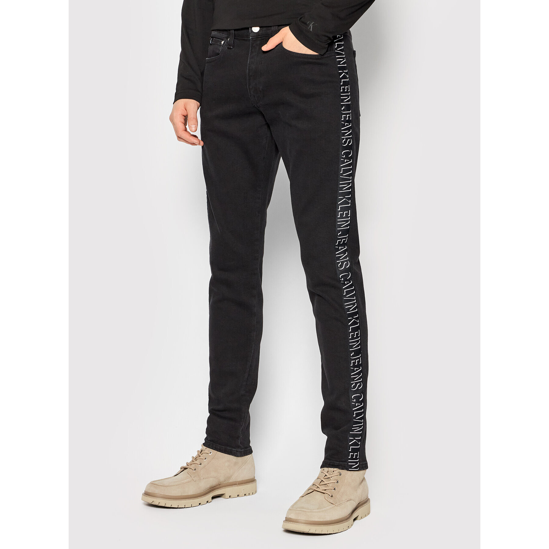 Calvin Klein Jeans Дънки J30J318966 Черен Slim Fit - Pepit.bg