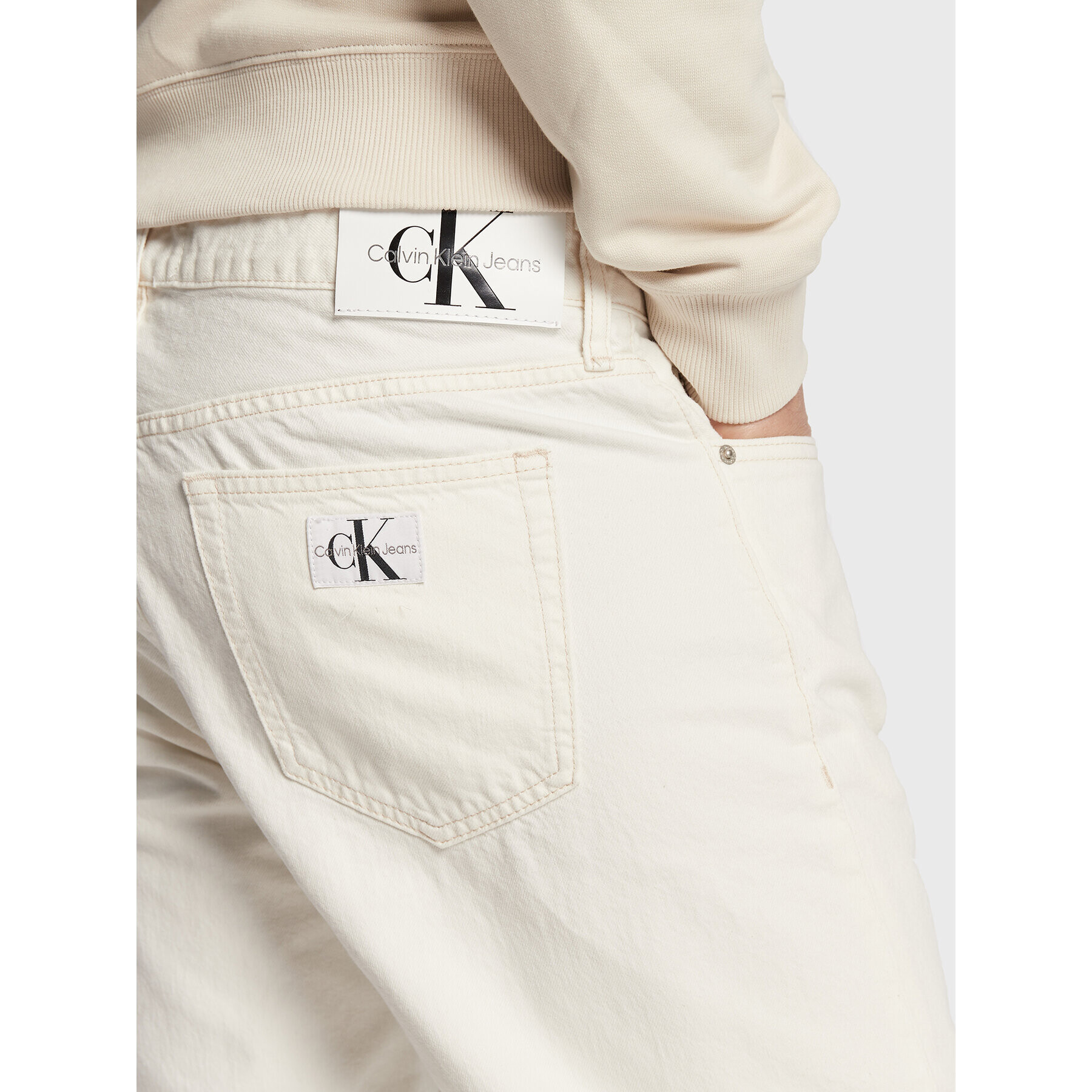 Calvin Klein Jeans Дънки J30J321443 Бял Straight Fit - Pepit.bg