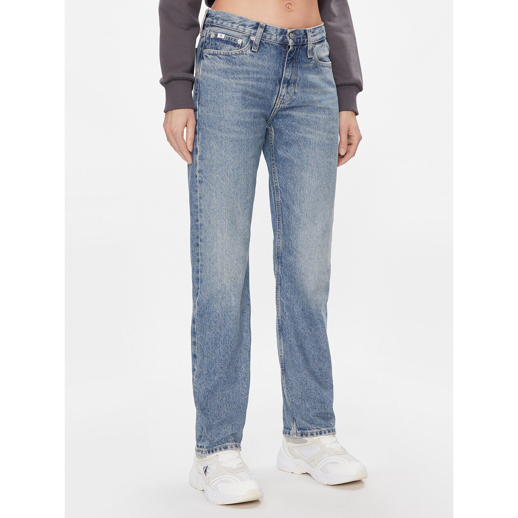 Calvin Klein Jeans Дънки Low Rise Straight J20J222437 Тъмносин Straight Fit - Pepit.bg