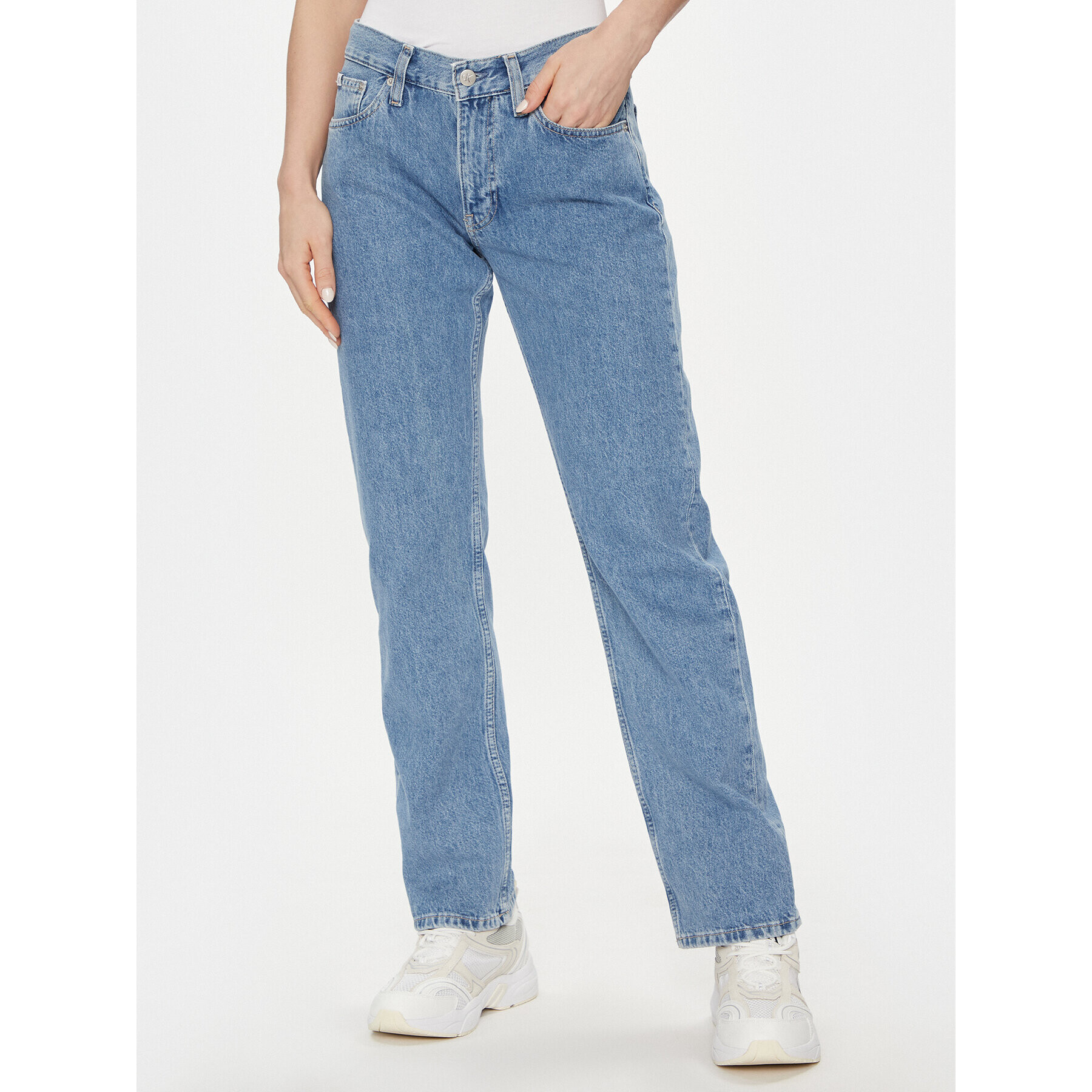 Calvin Klein Jeans Дънки Low Rise Straight J20J222439 Син Straight Fit - Pepit.bg