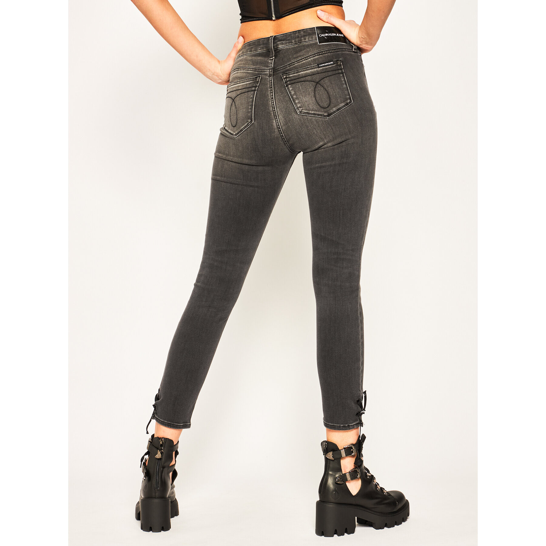 Calvin Klein Jeans Дънки Skinny Fit 001 Ankle J20J213857 Черен Super Skinny Fit - Pepit.bg