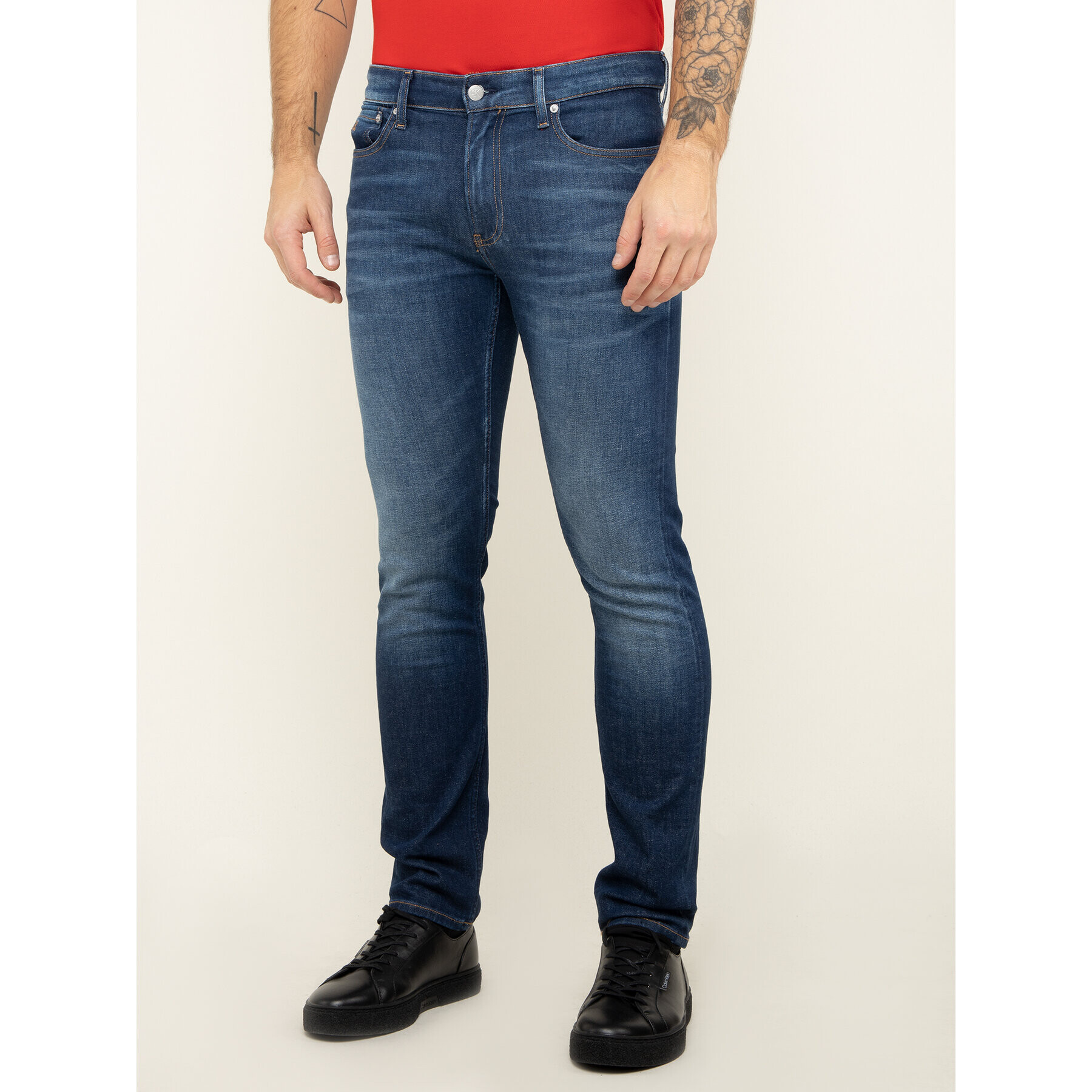 Calvin Klein Jeans Дънки тип Slim Fit J30J313934 Тъмносин Slim Fit - Pepit.bg