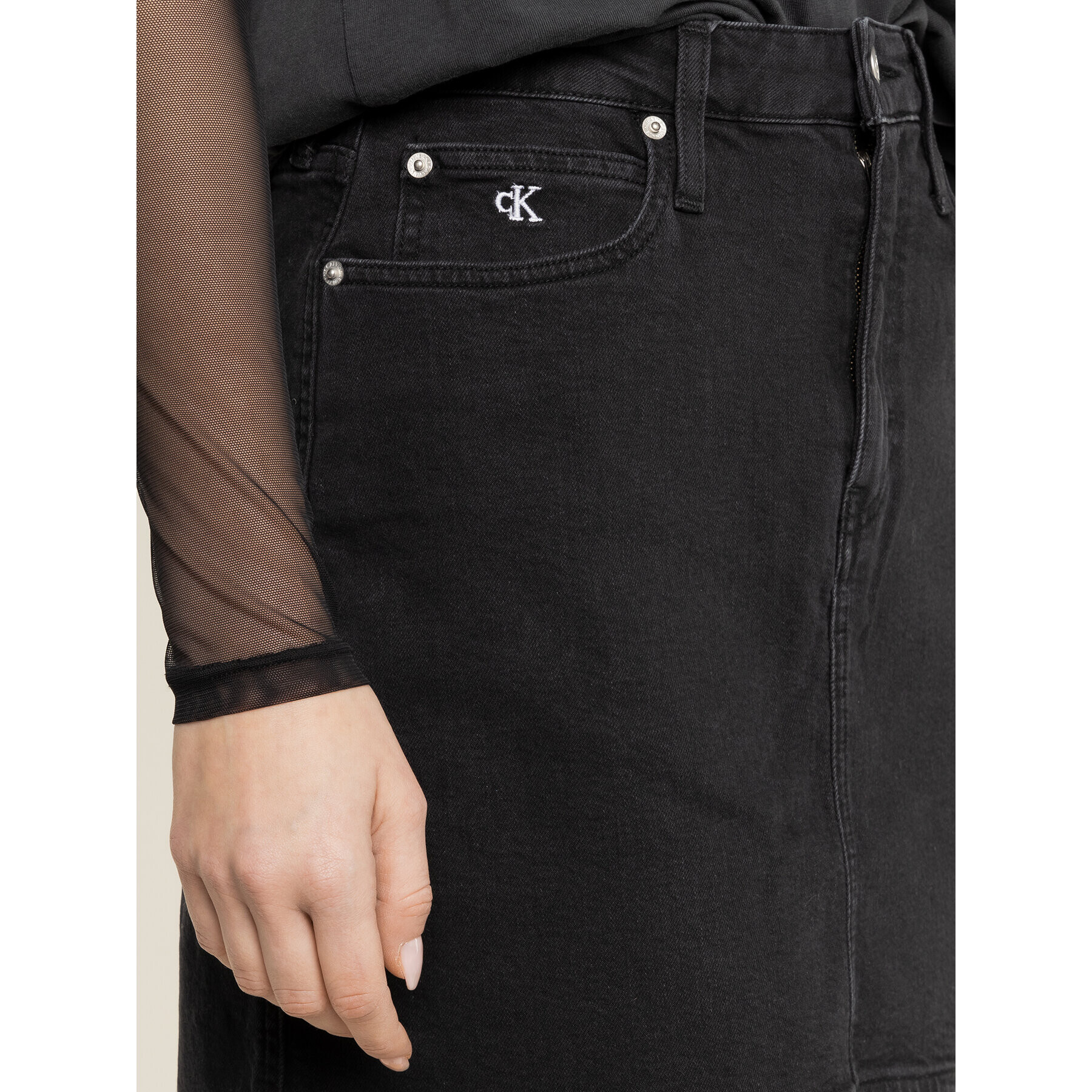 Calvin Klein Jeans Дънкова пола Archive Icons J20J213165 Черен Regular Fit - Pepit.bg