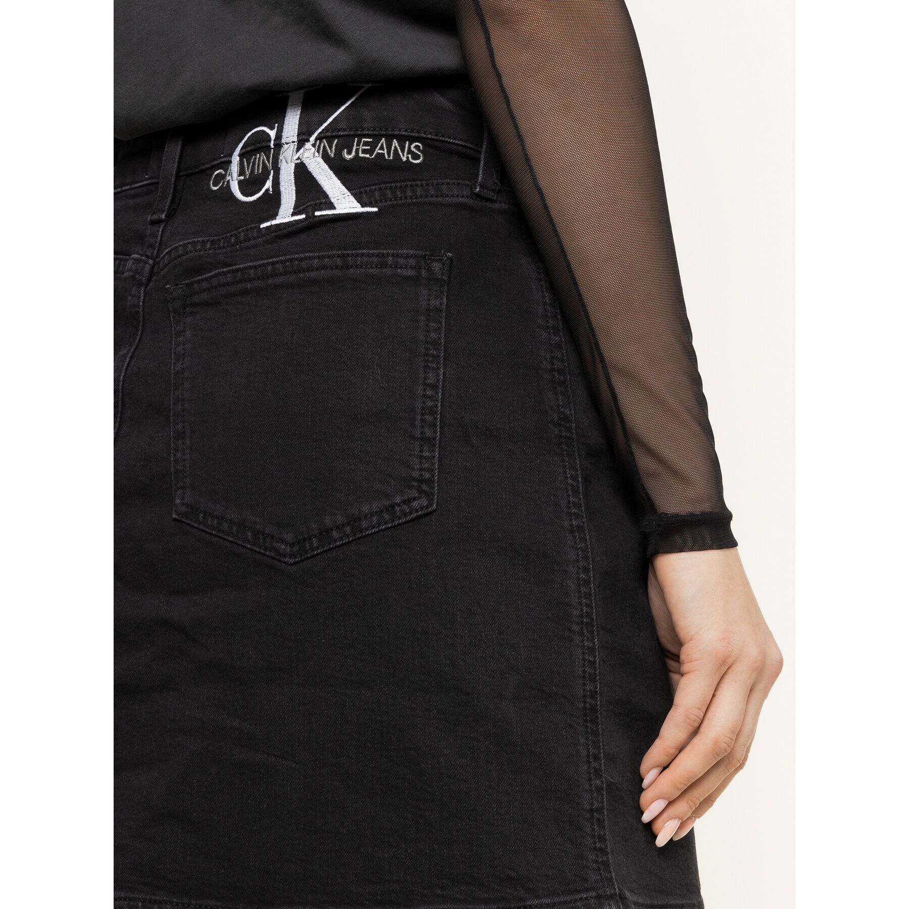 Calvin Klein Jeans Дънкова пола Archive Icons J20J213165 Черен Regular Fit - Pepit.bg