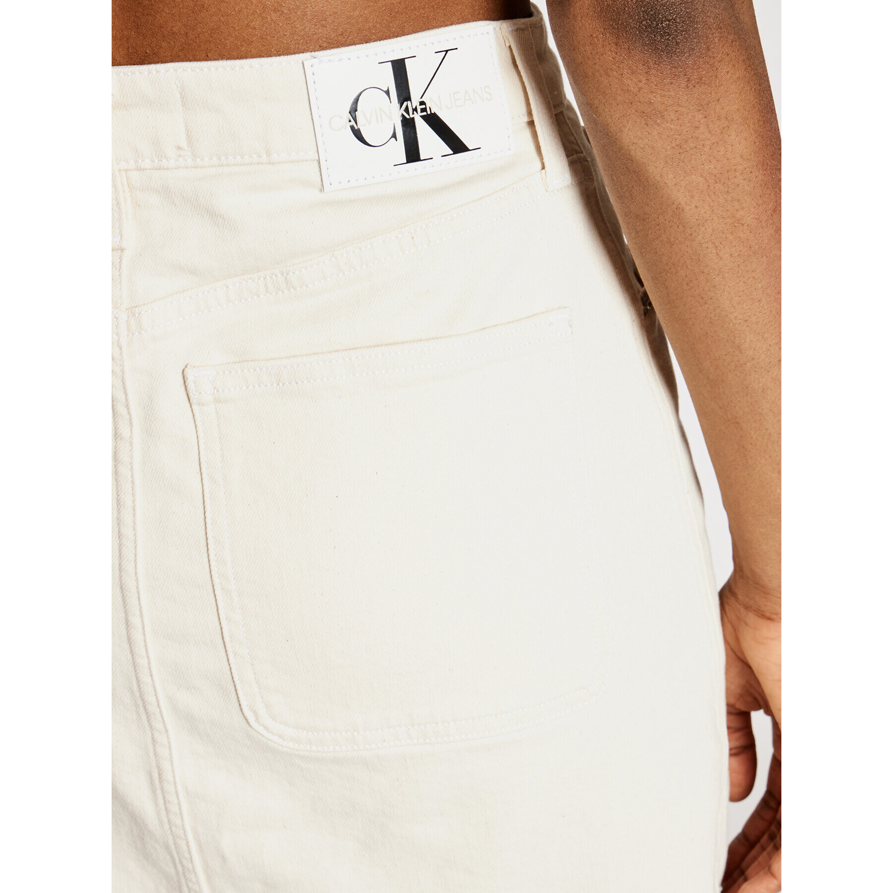 Calvin Klein Jeans Дънкова пола High Rise J20J215434 Бежов Slim Fit - Pepit.bg