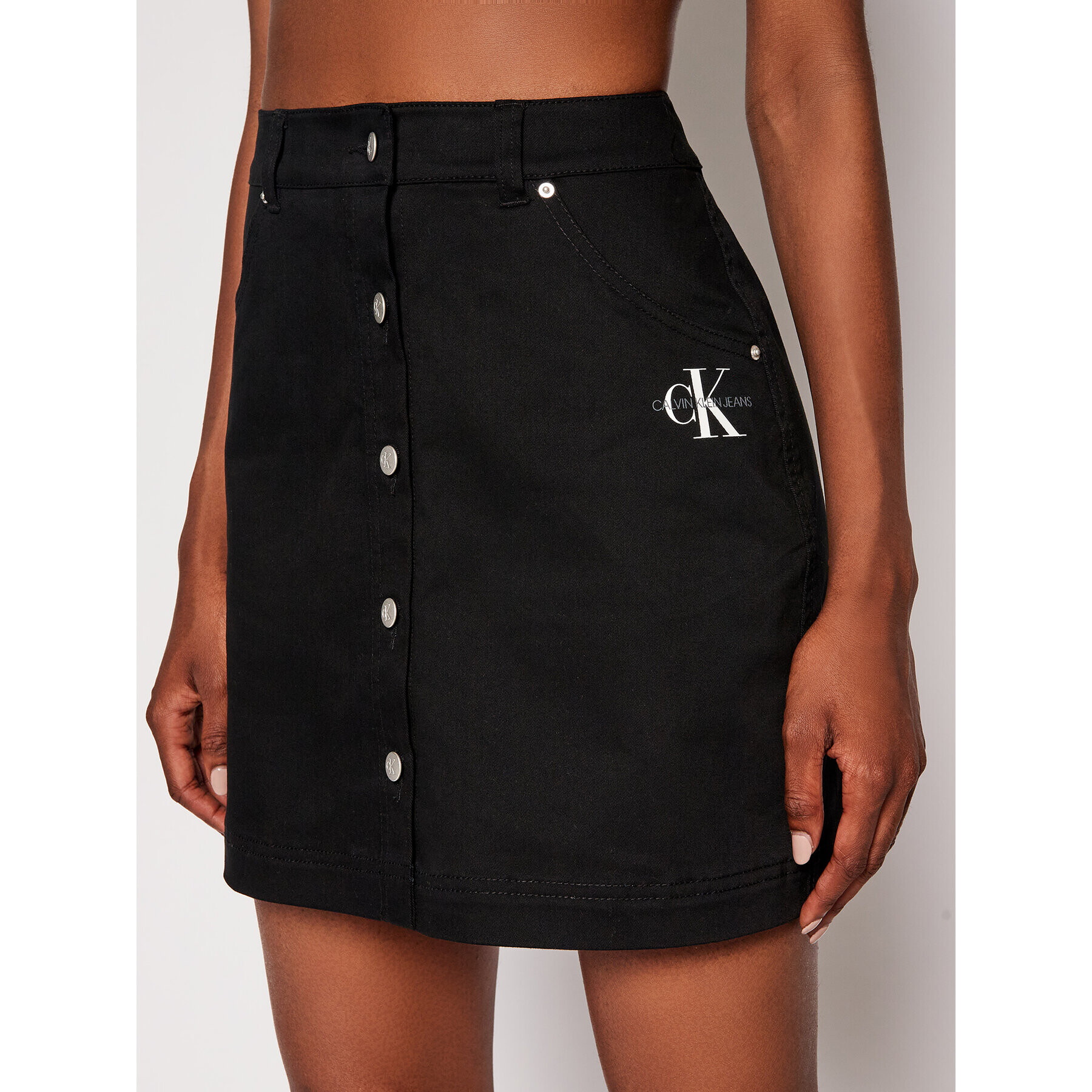 Calvin Klein Jeans Дънкова пола J20J215720 Черен Regular Fit - Pepit.bg