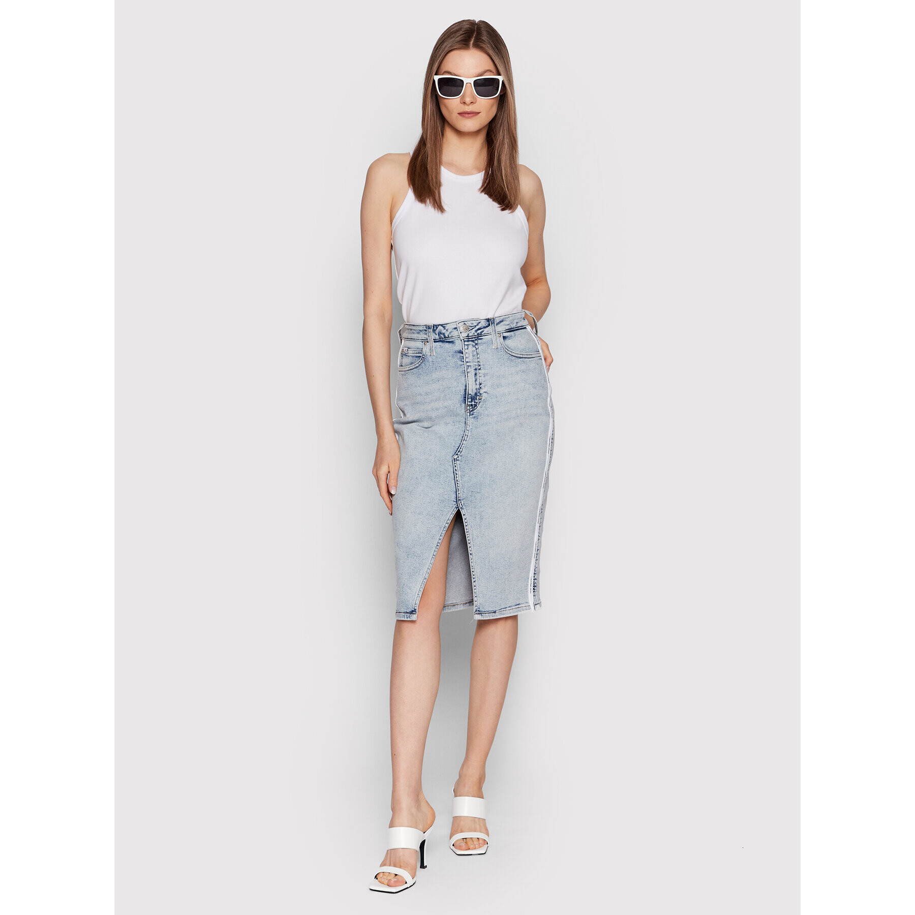 Calvin Klein Jeans Дънкова пола J20J218473 Син Regular Fit - Pepit.bg