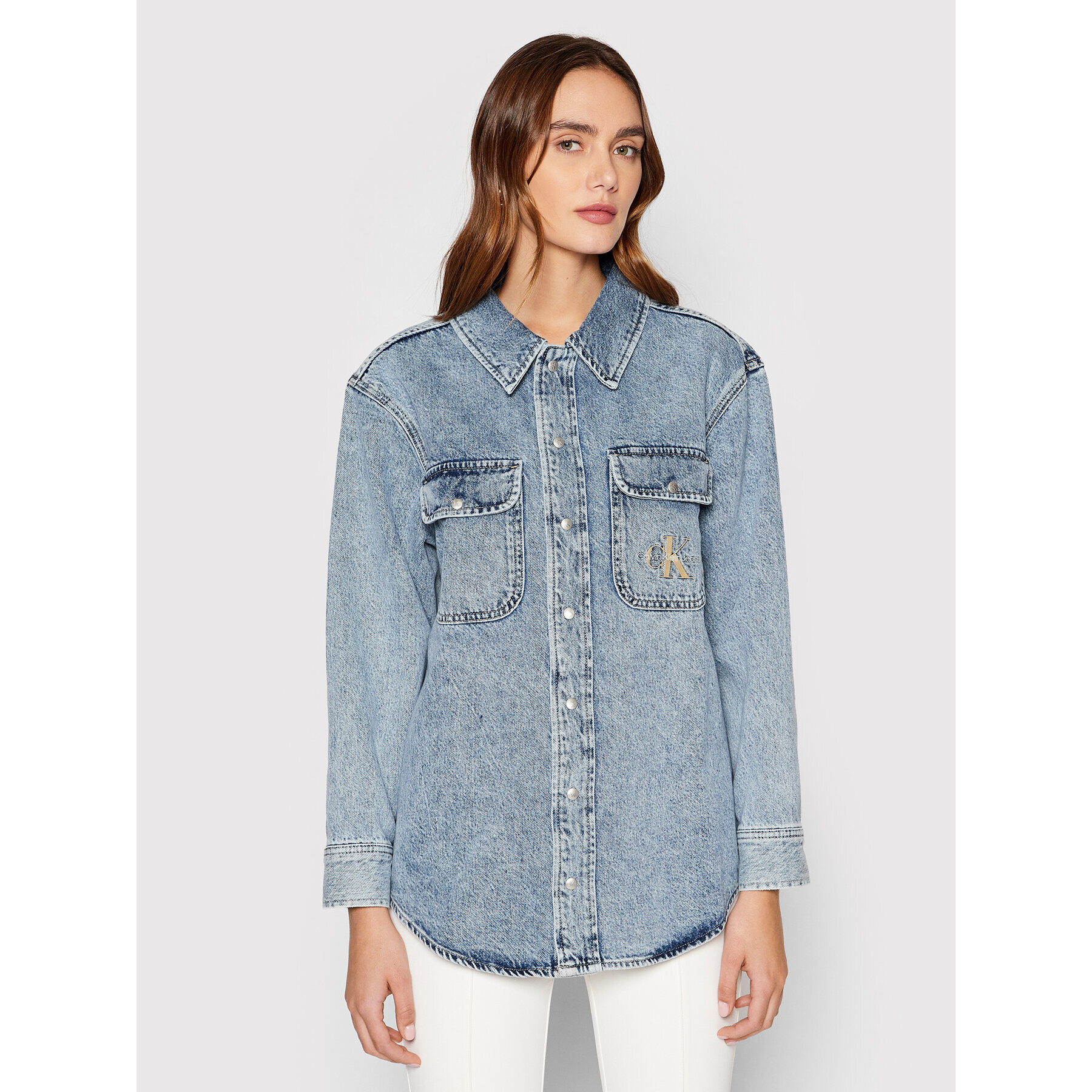 Calvin Klein Jeans дънкова риза J20J218466 Син Regular Fit - Pepit.bg