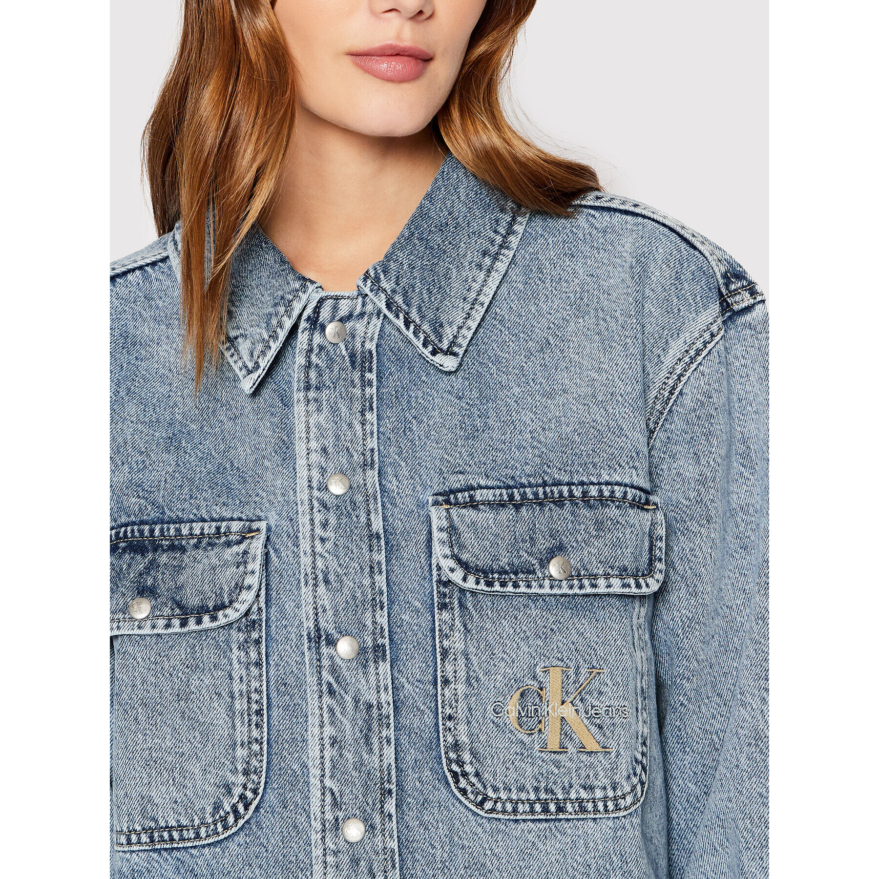 Calvin Klein Jeans дънкова риза J20J218466 Син Regular Fit - Pepit.bg