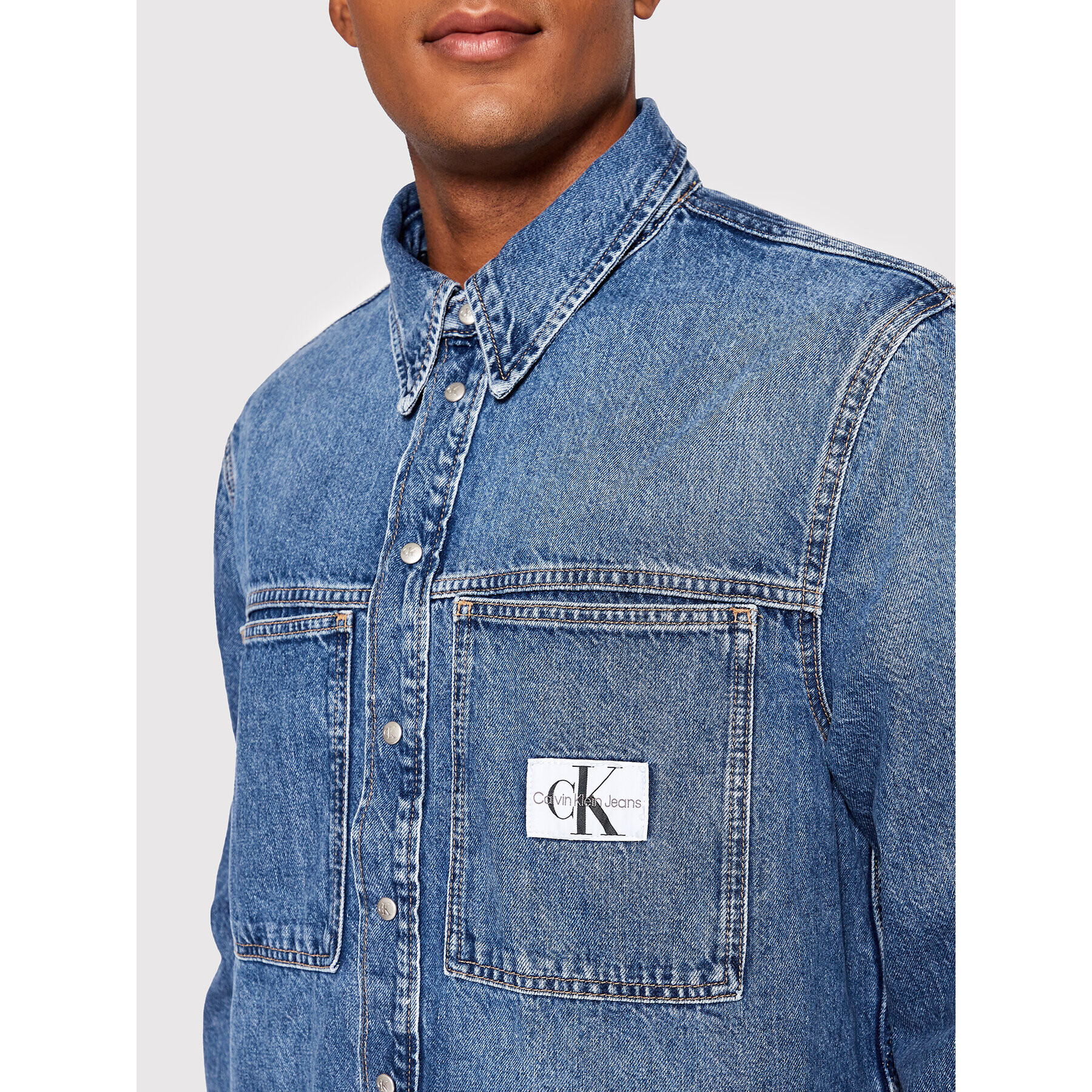 Calvin Klein Jeans дънкова риза J30J321539 Тъмносин Relaxed Fit - Pepit.bg