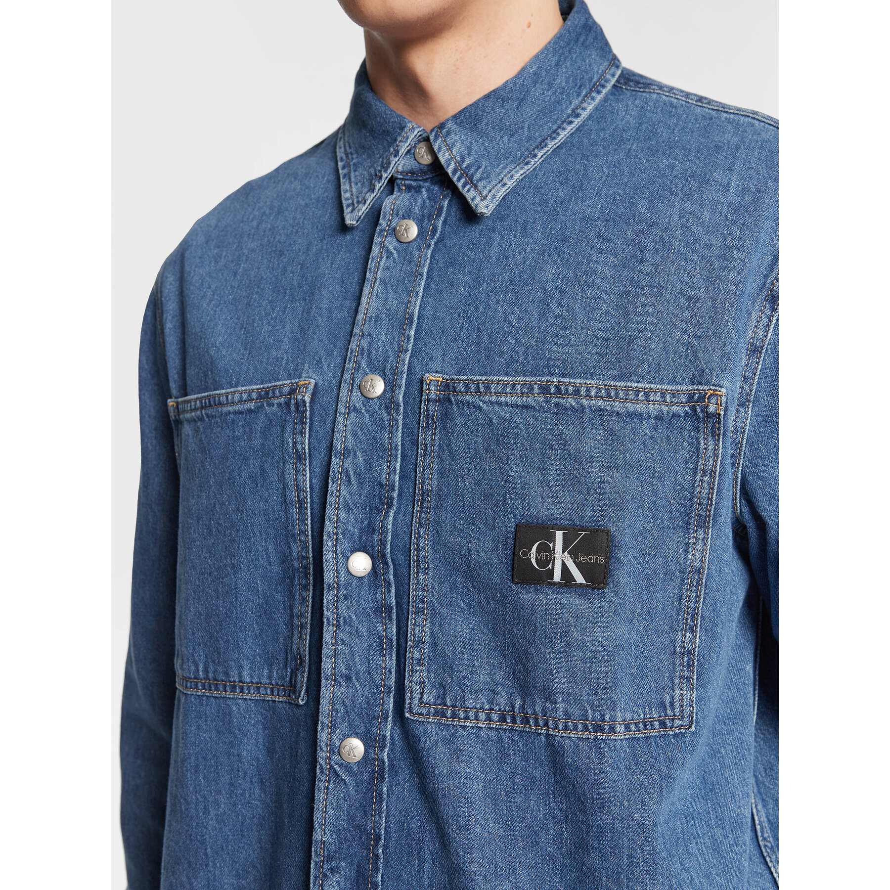 Calvin Klein Jeans дънкова риза J30J322389 Син Relaxed Fit - Pepit.bg