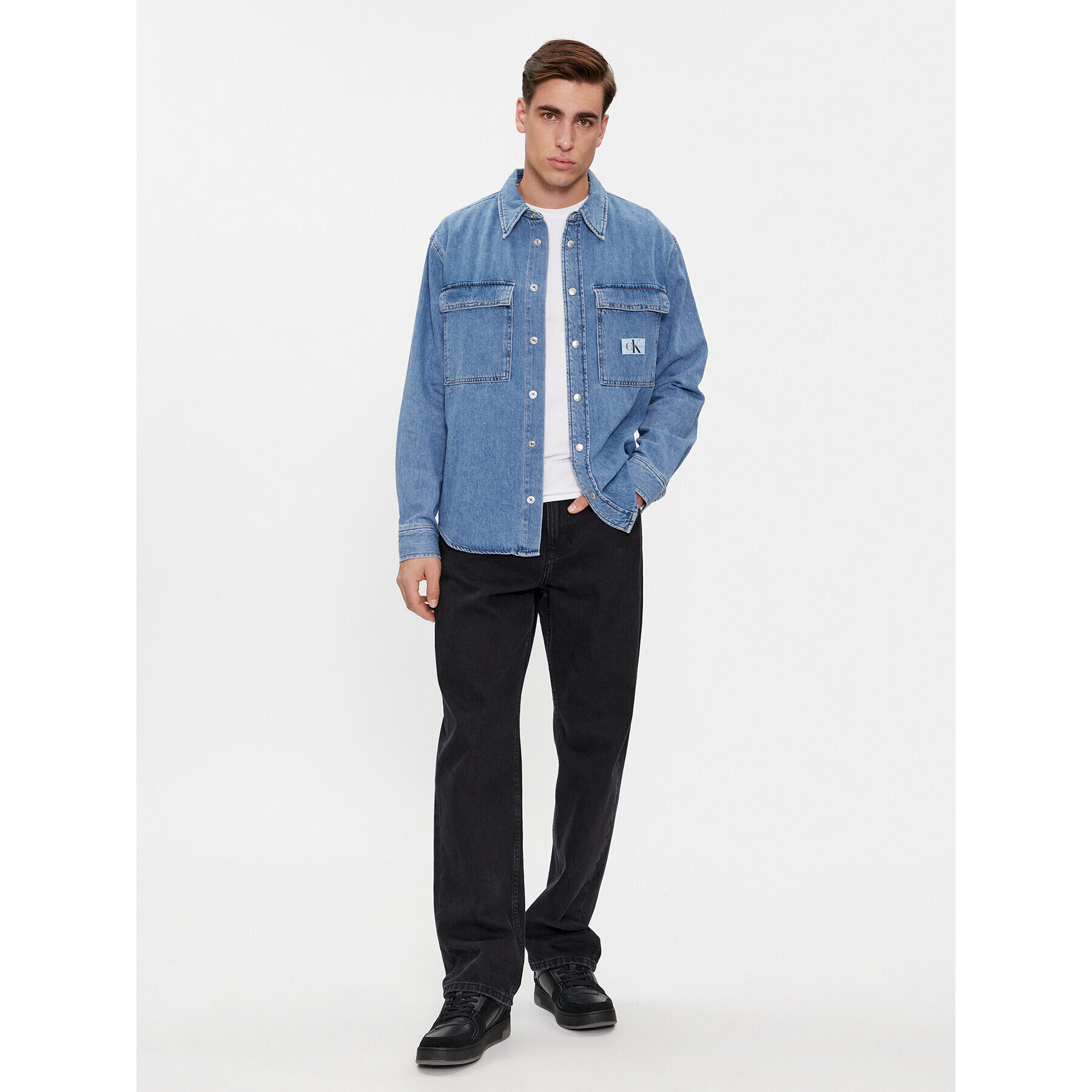 Calvin Klein Jeans дънкова риза Relaxed Linear Denim Shirt J30J324582 Тъмносин Regular Fit - Pepit.bg