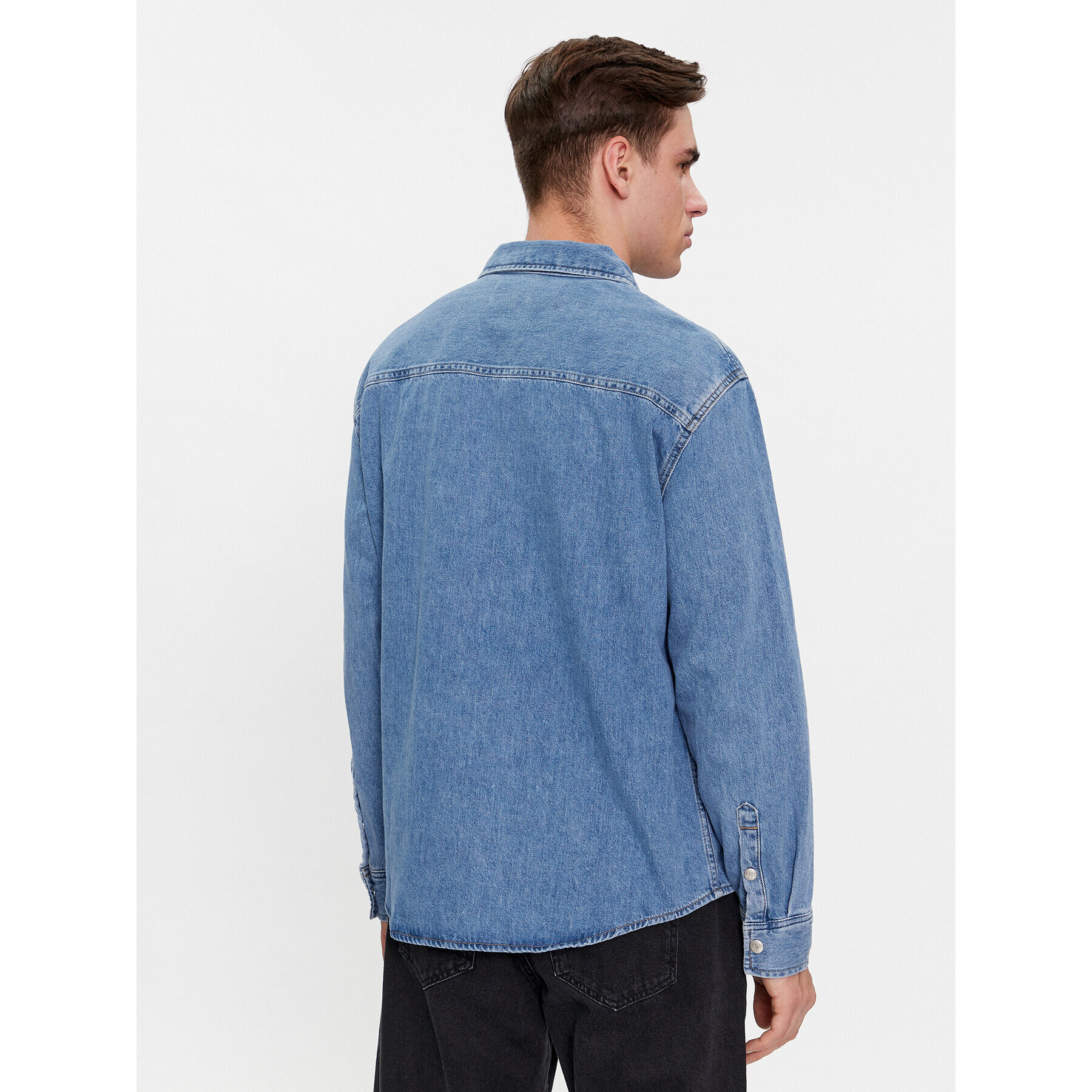 Calvin Klein Jeans дънкова риза Relaxed Linear Denim Shirt J30J324582 Тъмносин Regular Fit - Pepit.bg