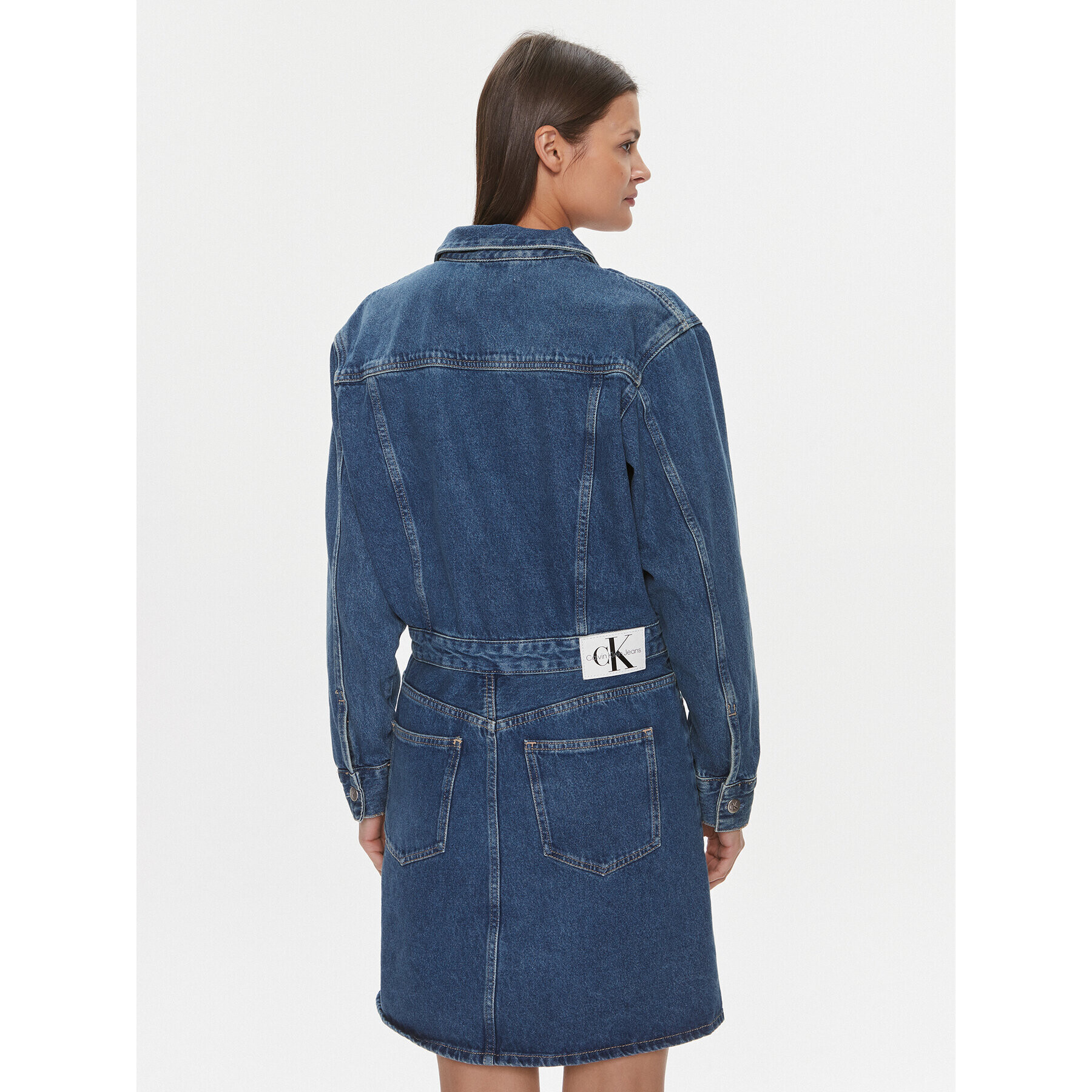 Calvin Klein Jeans Дънкова рокля Darted Denim Shirt Dress J20J222461 Тъмносин Slim Fit - Pepit.bg