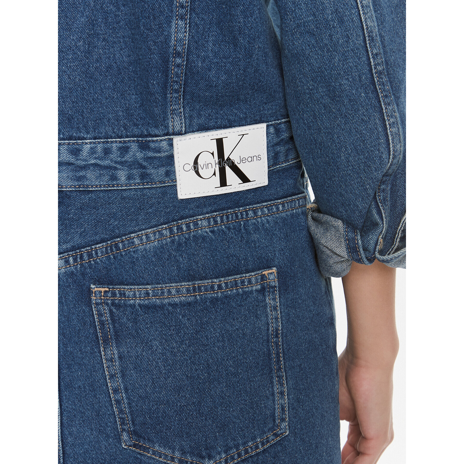 Calvin Klein Jeans Дънкова рокля Darted Denim Shirt Dress J20J222461 Тъмносин Slim Fit - Pepit.bg