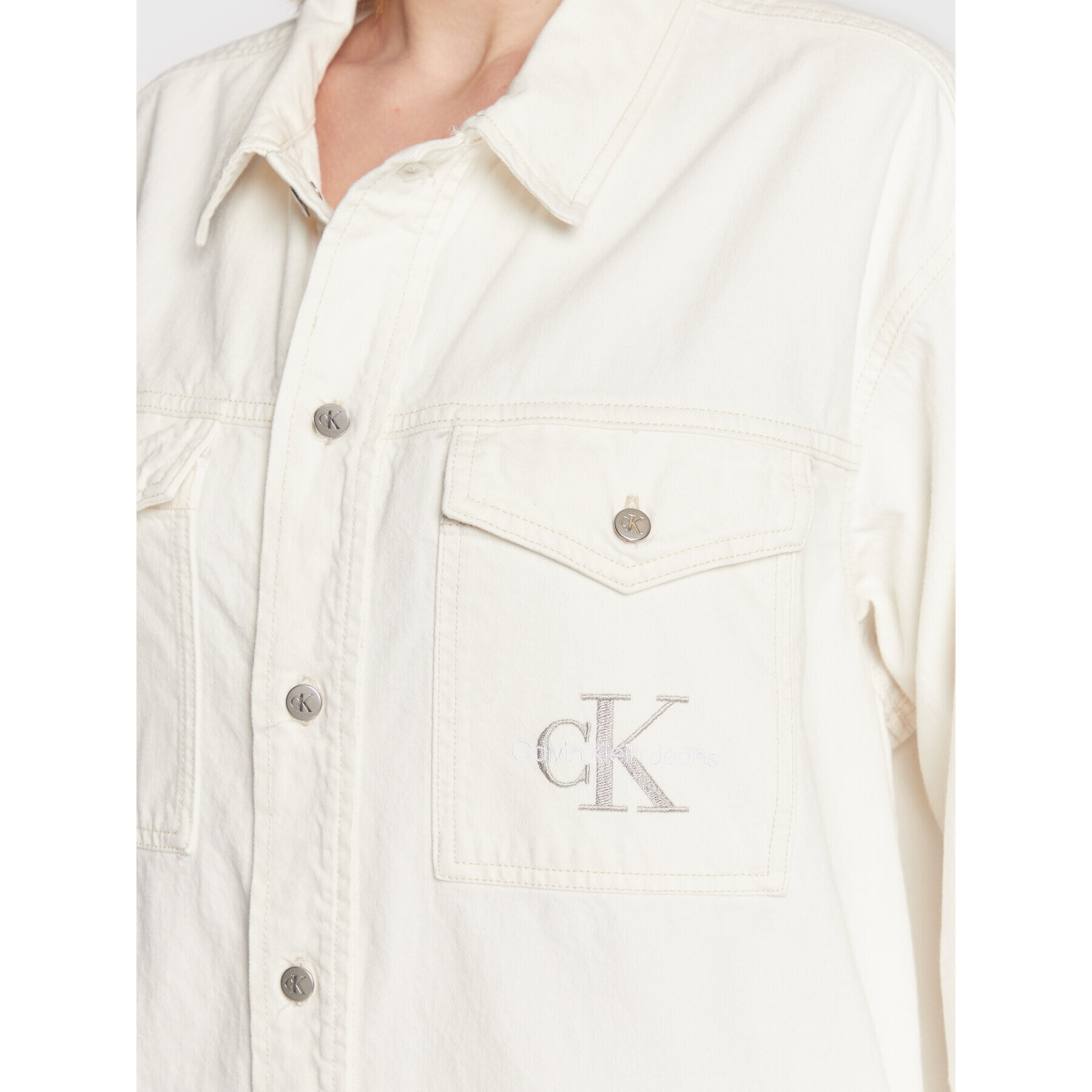 Calvin Klein Jeans Дънкова рокля J20J219358 Бежов Oversize - Pepit.bg