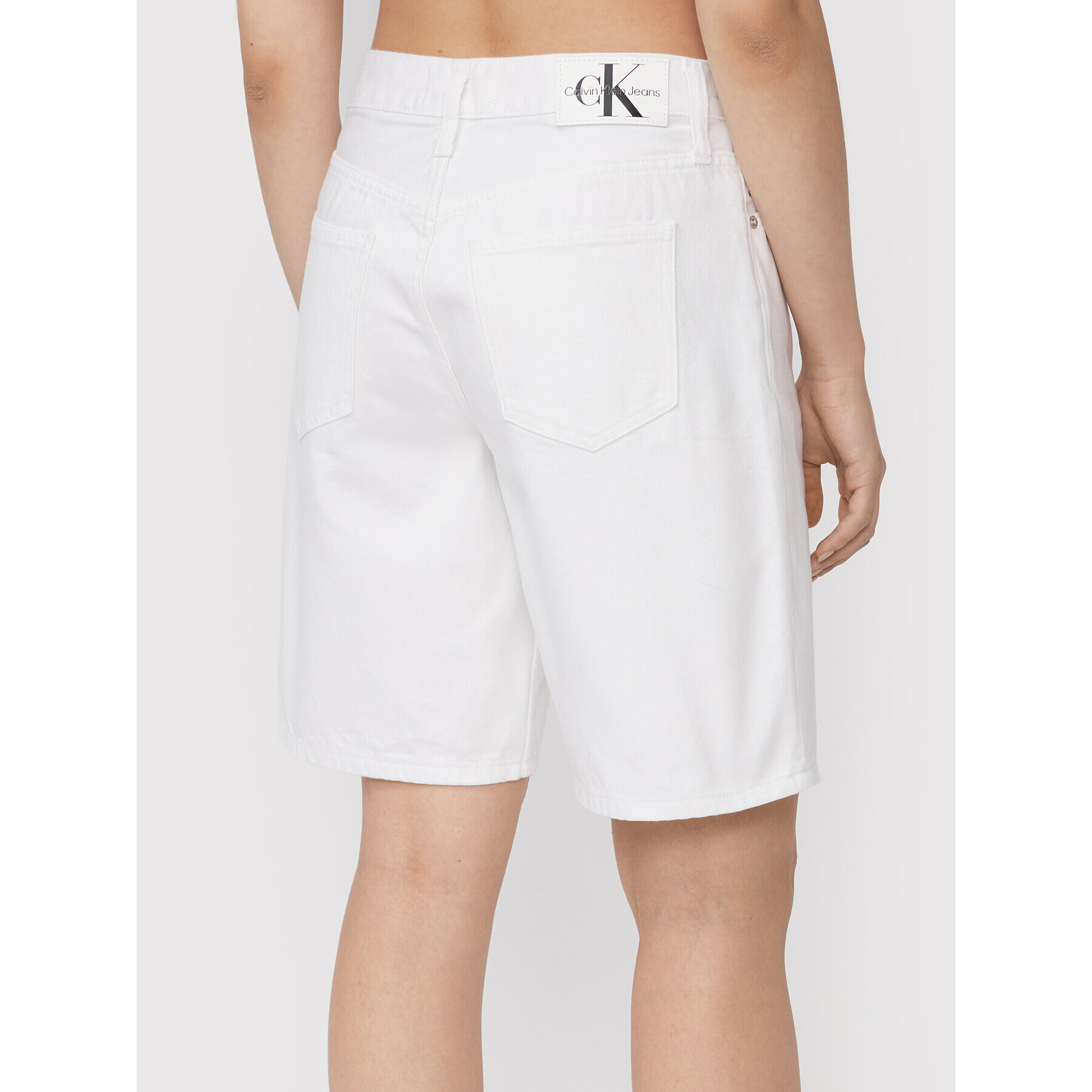 Calvin Klein Jeans Дънкови шорти J20J218808 Бял Straight Fit - Pepit.bg