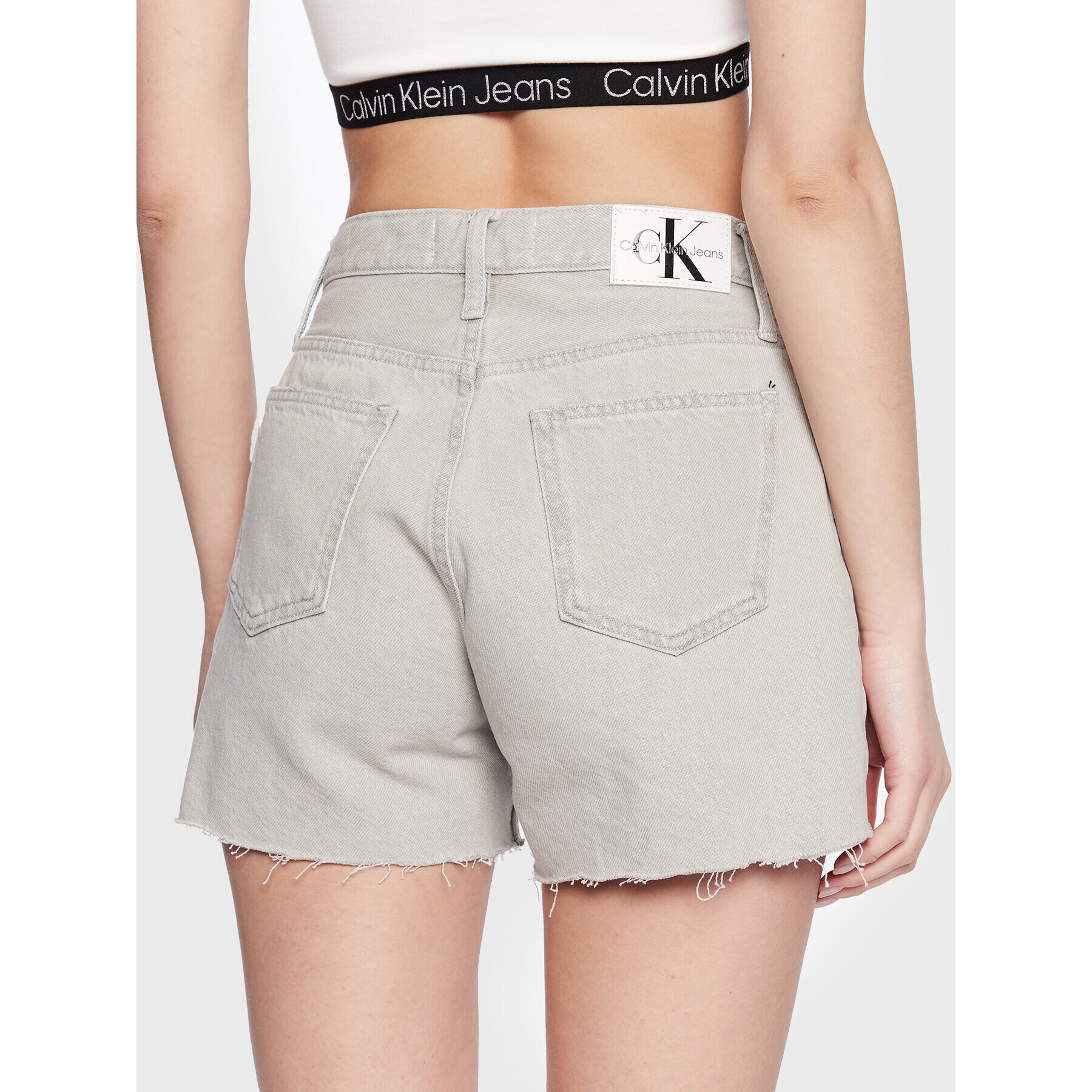 Calvin Klein Jeans Дънкови шорти J20J220643 Сив Mom Fit - Pepit.bg