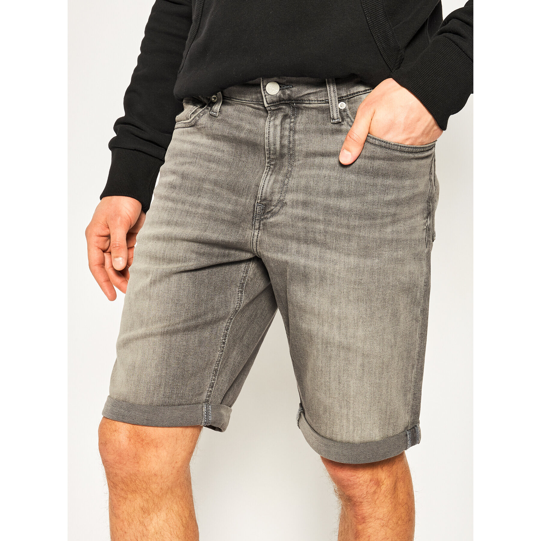 Calvin Klein Jeans Дънкови шорти J30J314649 Сив Slim Fit - Pepit.bg