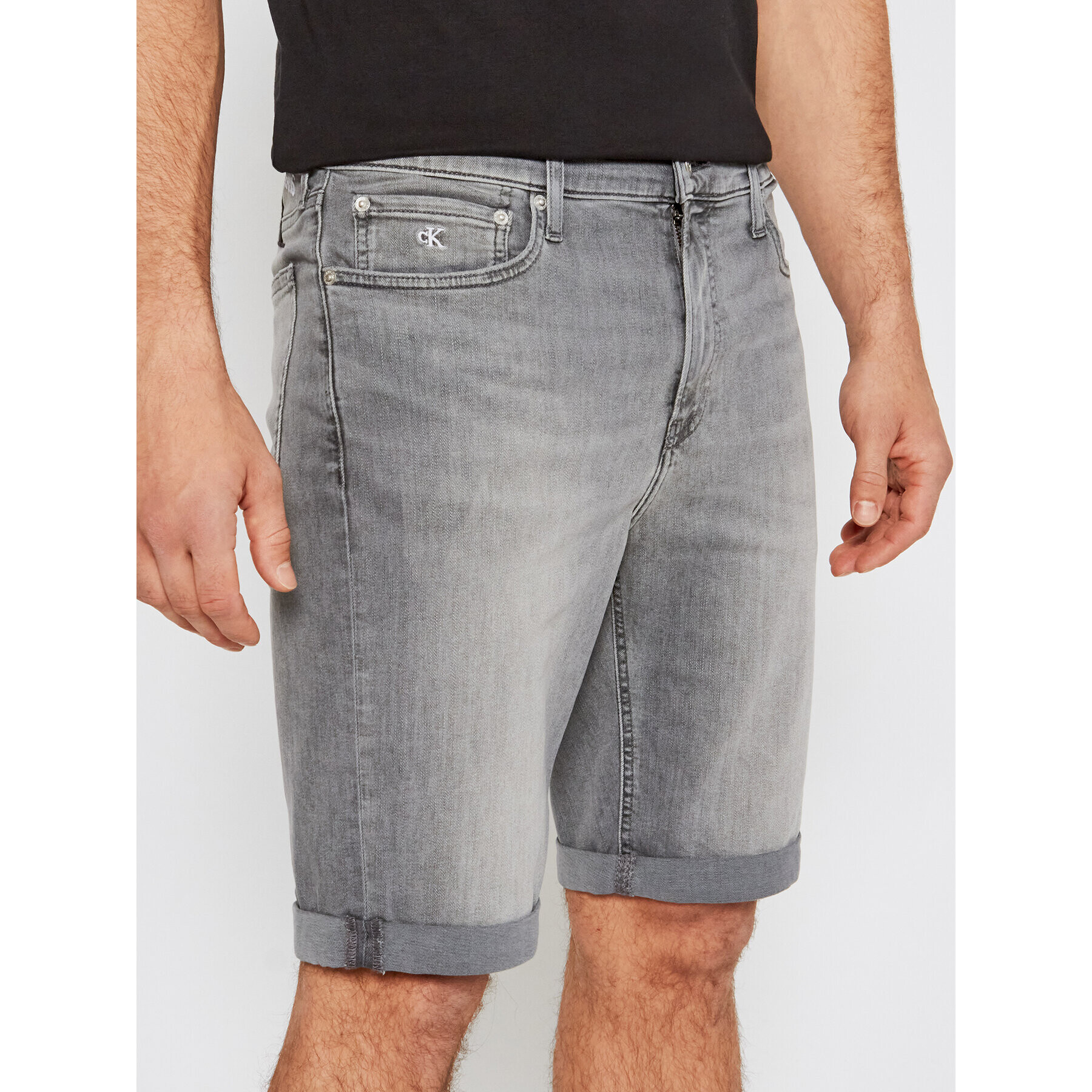 Calvin Klein Jeans Дънкови шорти J30J317741 Сив Slim Fit - Pepit.bg