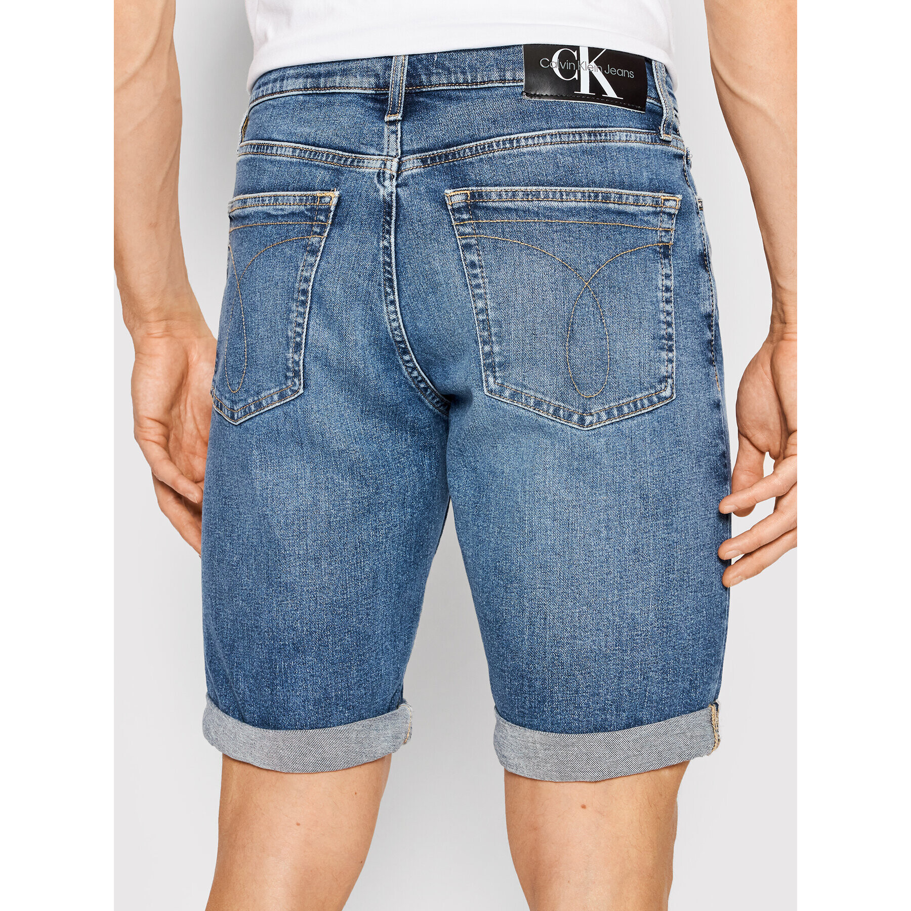 Calvin Klein Jeans Дънкови шорти J30J320520 Син Slim Fit - Pepit.bg